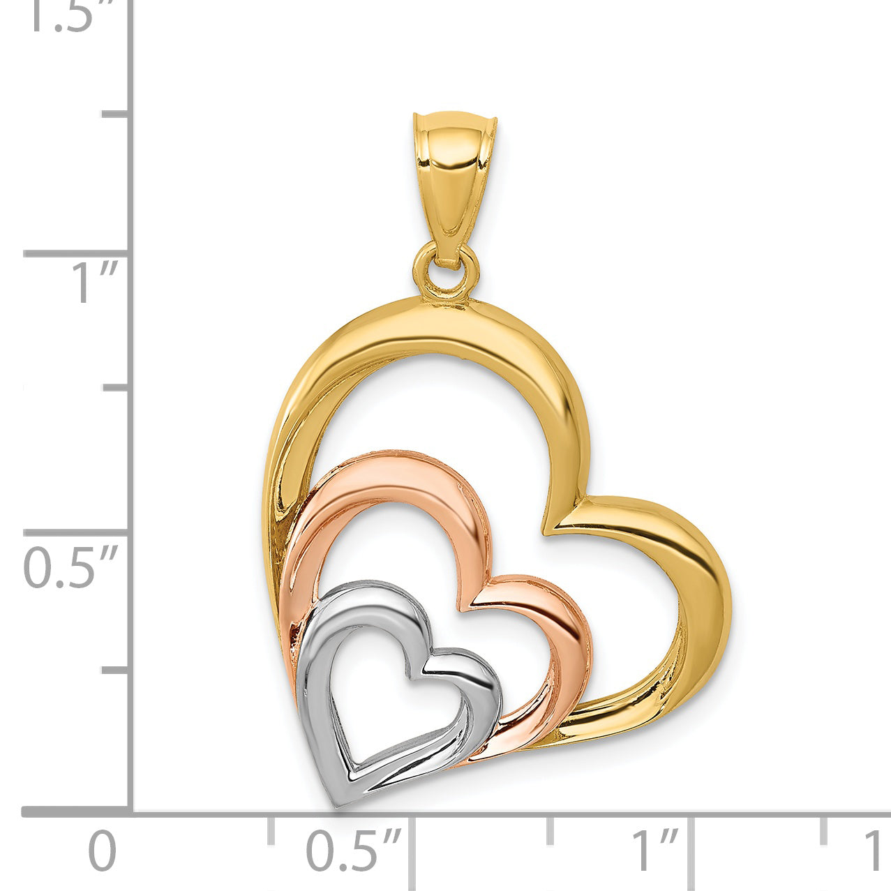 14k Gold Triple Heart Pendant
