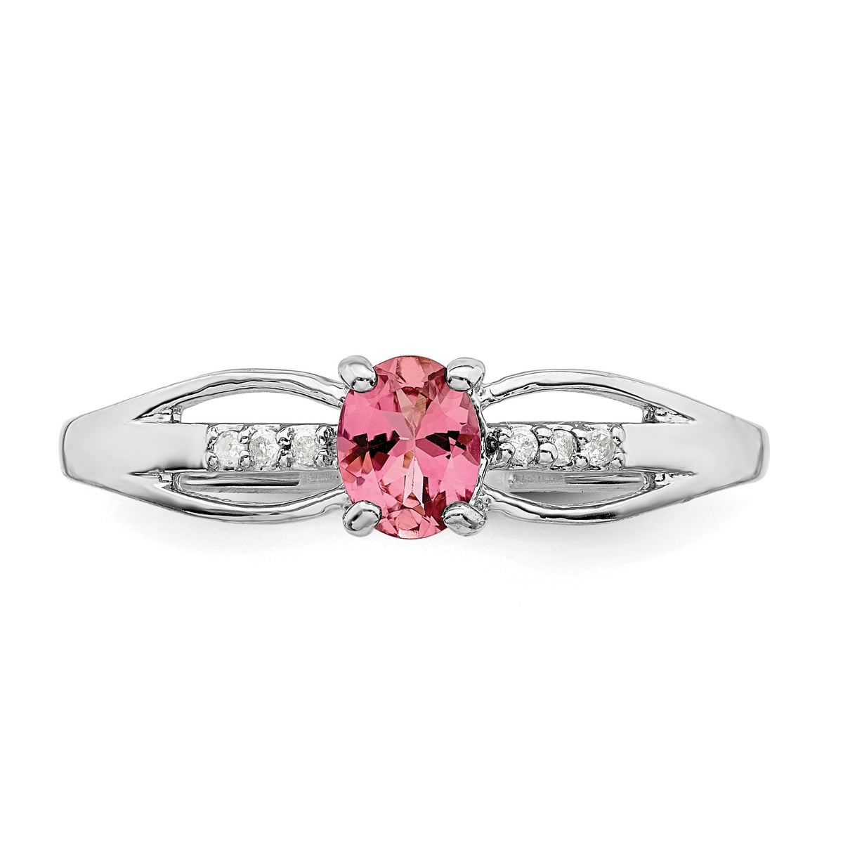0.50 Ct Oval Pink Tourmaline Rhodium over Sterling Silver Split Shank Solitaire Ring