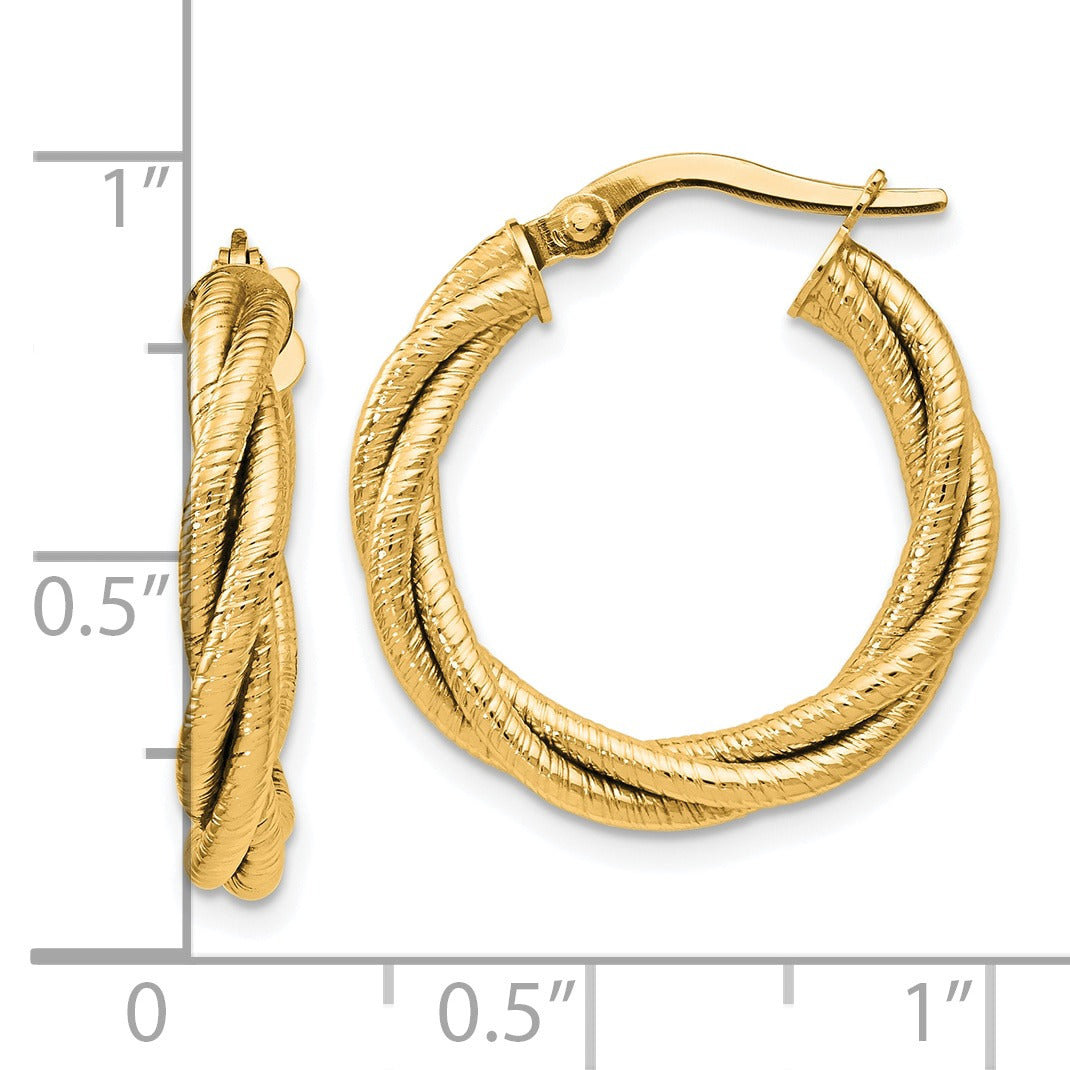 14K Gold Double Twisted Hoop Earrings