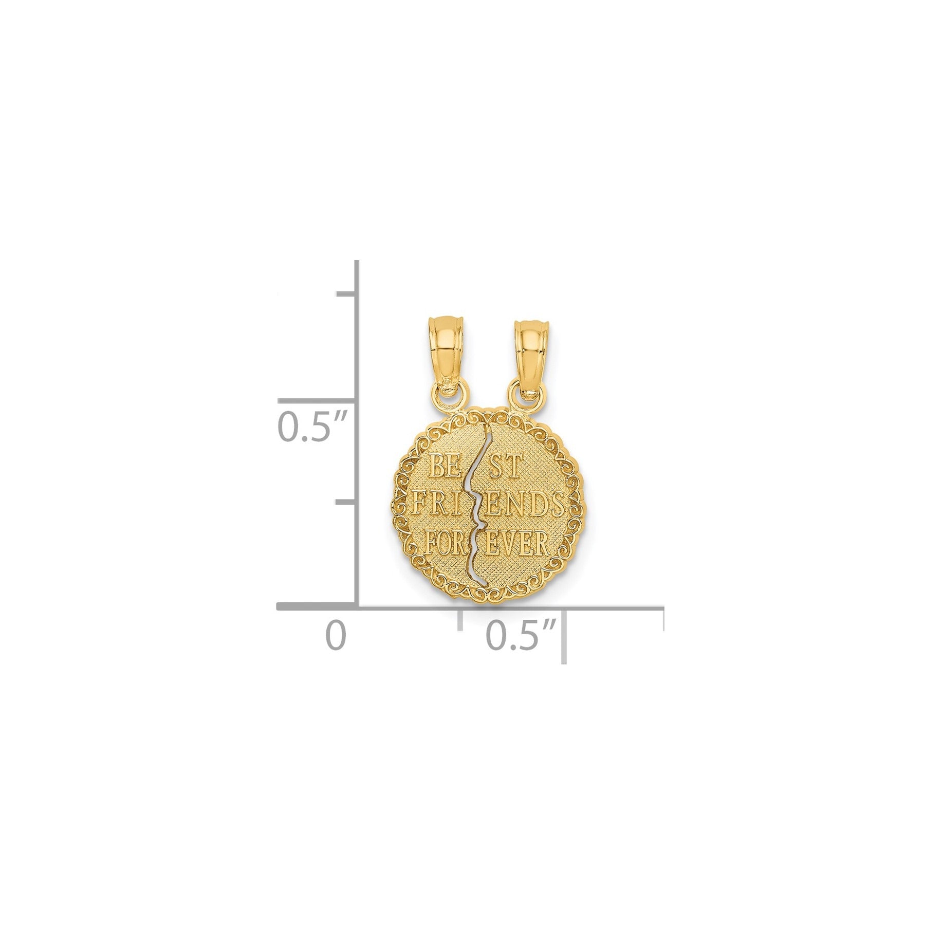10K Gold BEST FRIENDS FOREVER Break Apart Pendant Fine Color Jewels