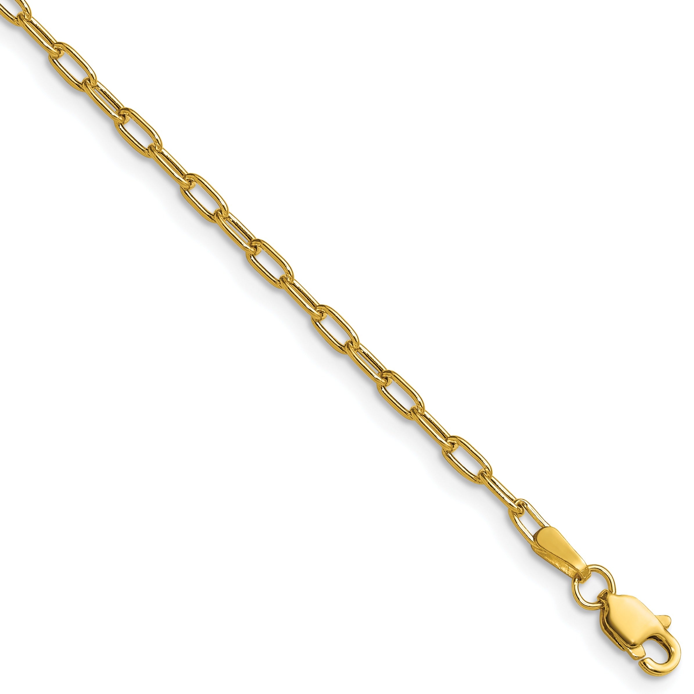 14k Yellow Gold 2.2mm Semi-Solid Beveled Paperclip Chain