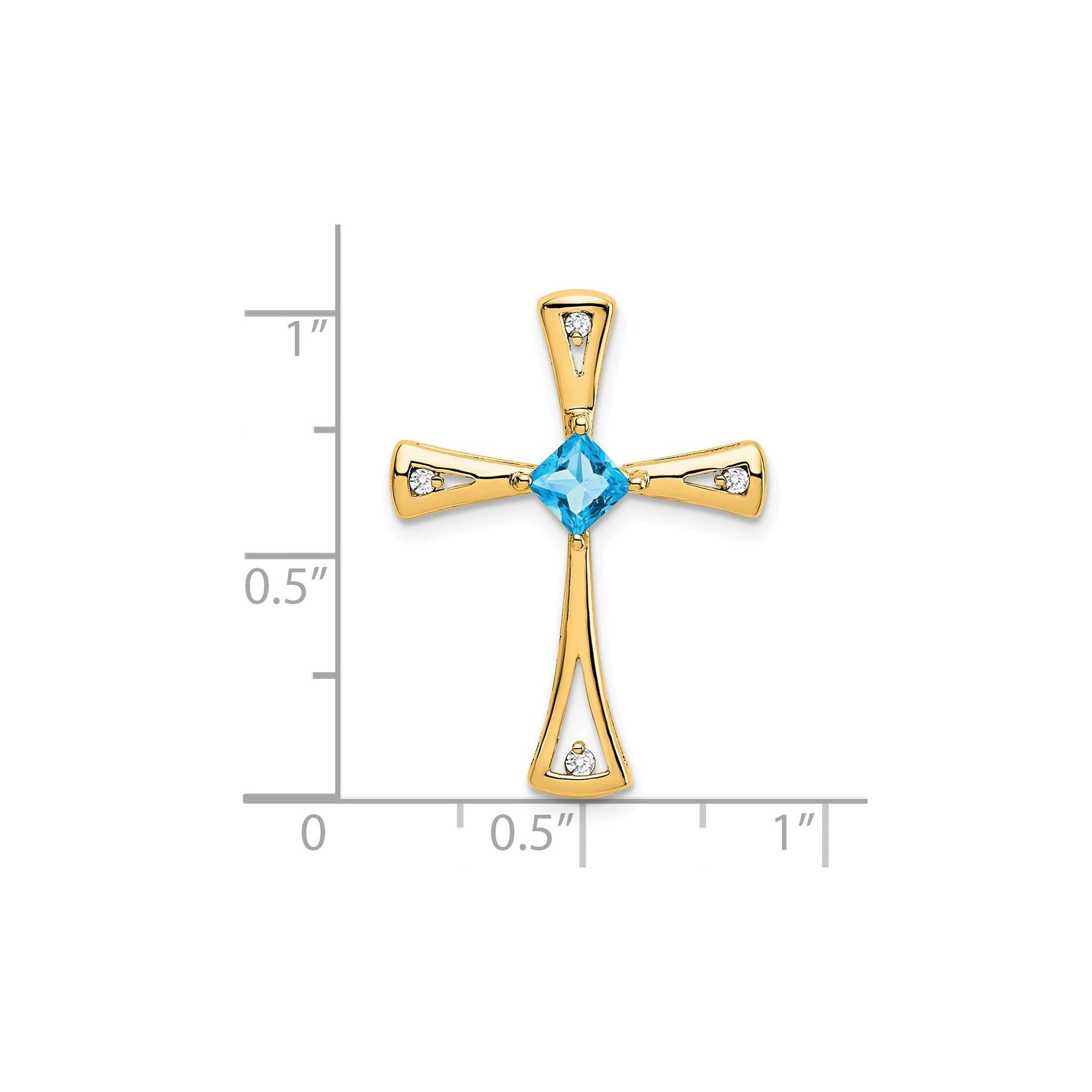 Natural Swiss Blue Topaz and Diamond Cross Chain Slide Pendant