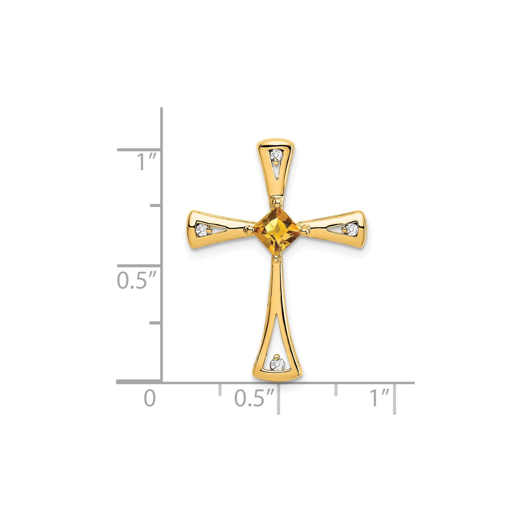 Natural Citrine Diamond Cross Chain Slide Pendant