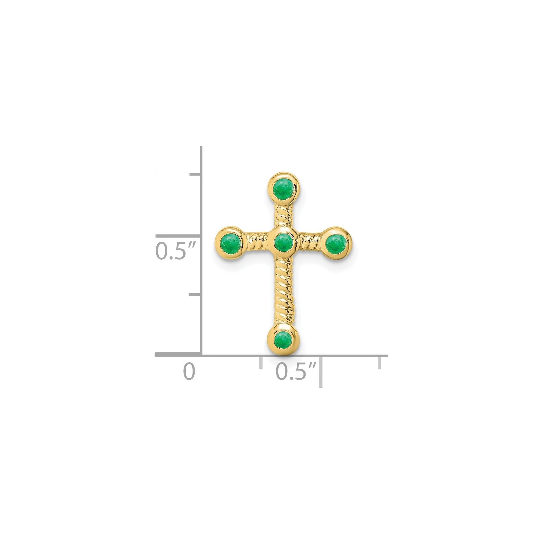 Natural Green Emerald Cross Gold Pendant