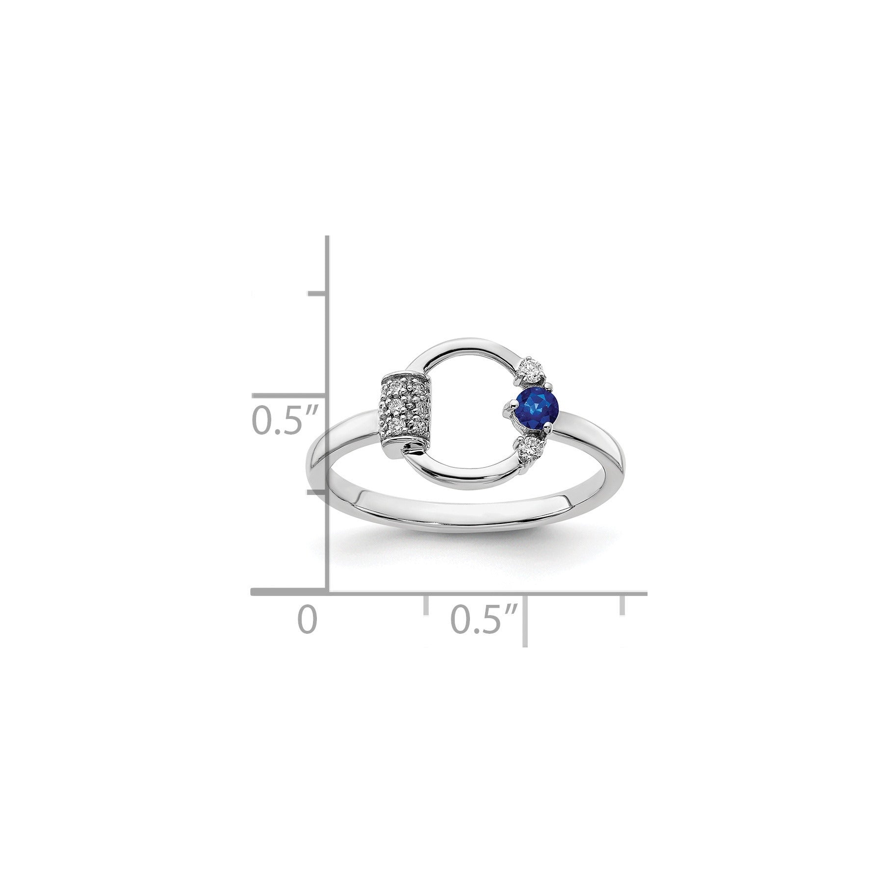 0.18 Ct Round Blue Created Sapphire & Diamond Prong 14K White Gold Circle Ring