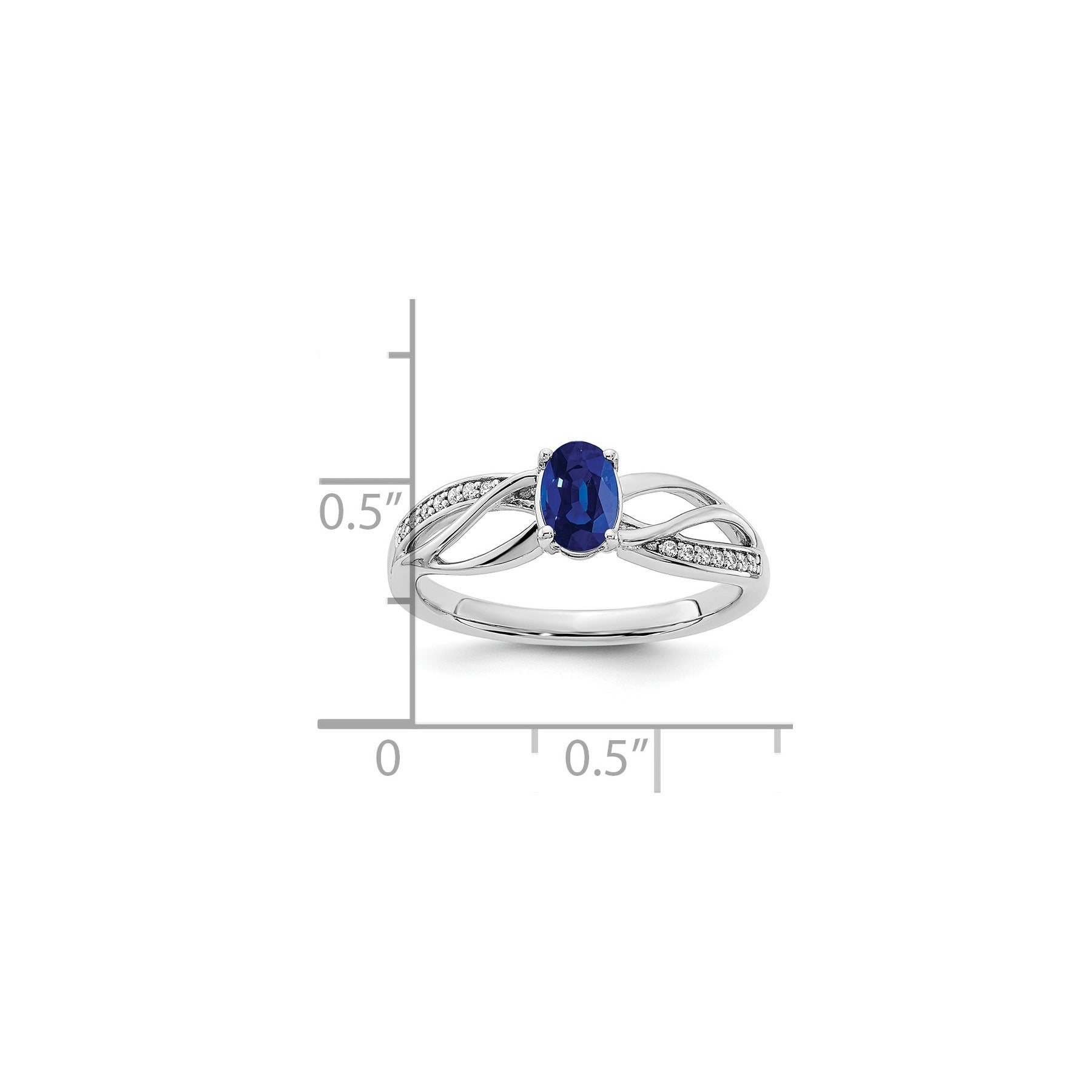 1 Ct Oval Blue Sapphire & Diamond Prong 14K White Gold Solitaire Bypass Ring