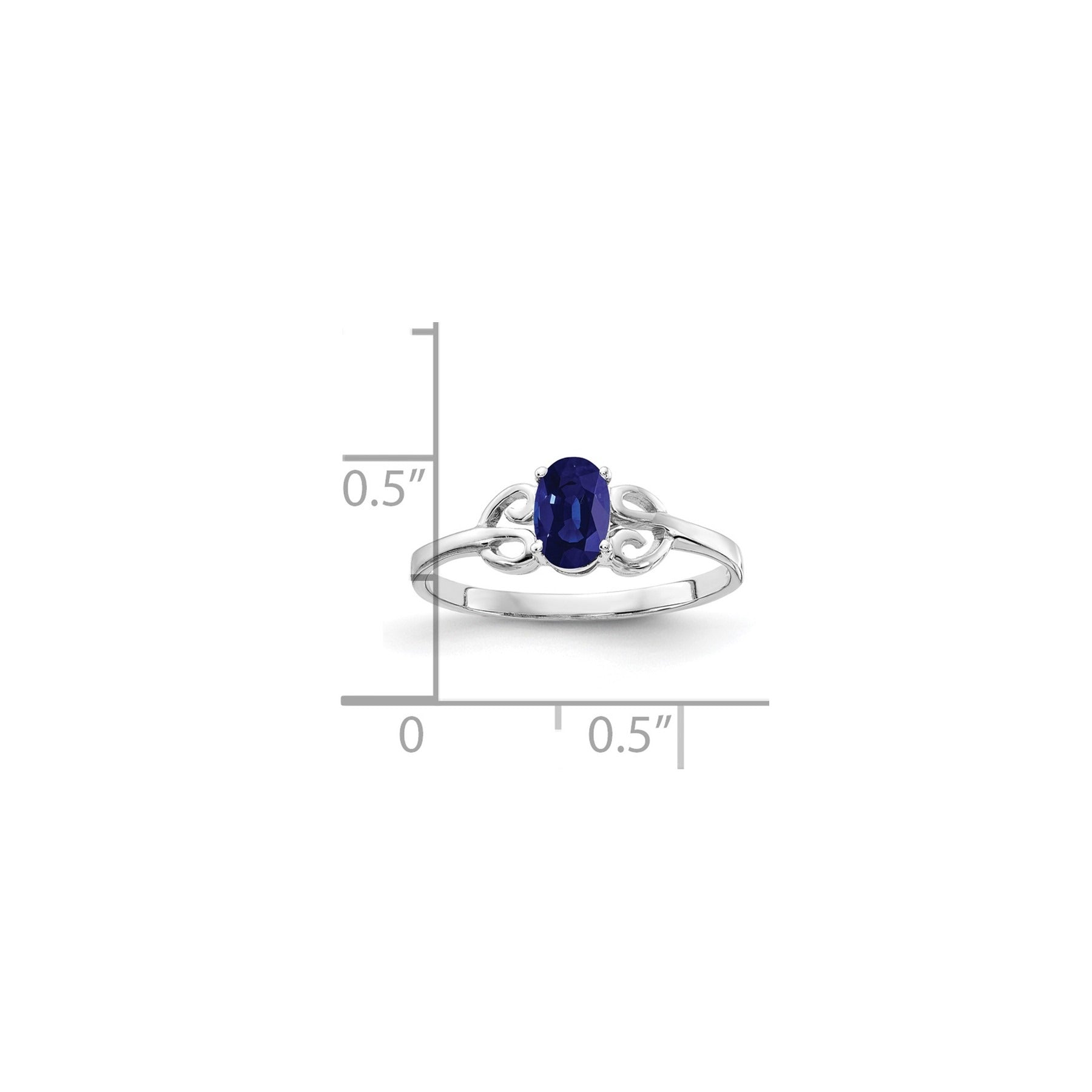 0.65 Ct Oval Blue Sapphire Prong 14K White Gold Solitaire Ring