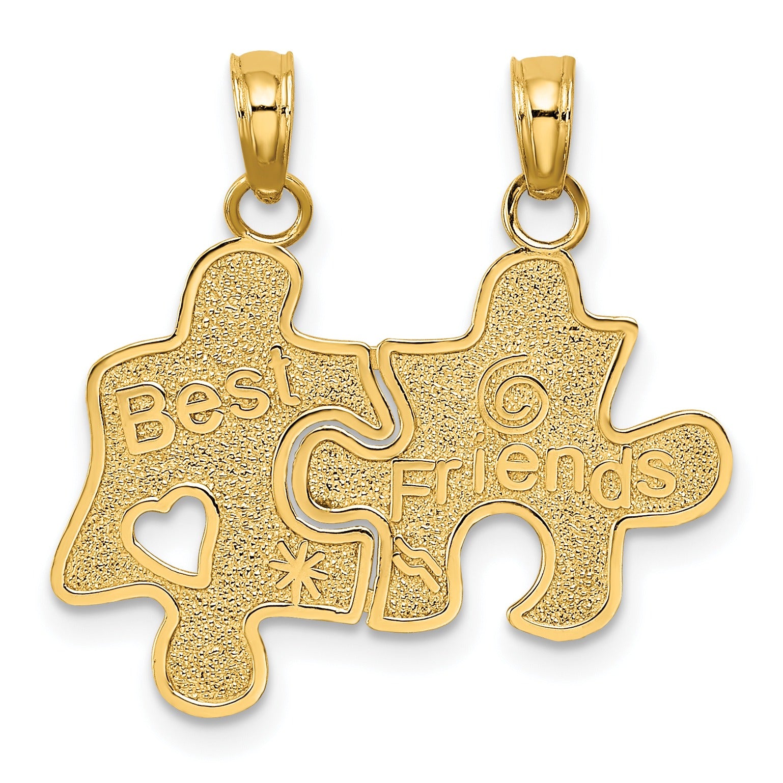 Gold puzzle piece best friends pendant, handcrafted jewelry for friendship by Fine Color Jewels