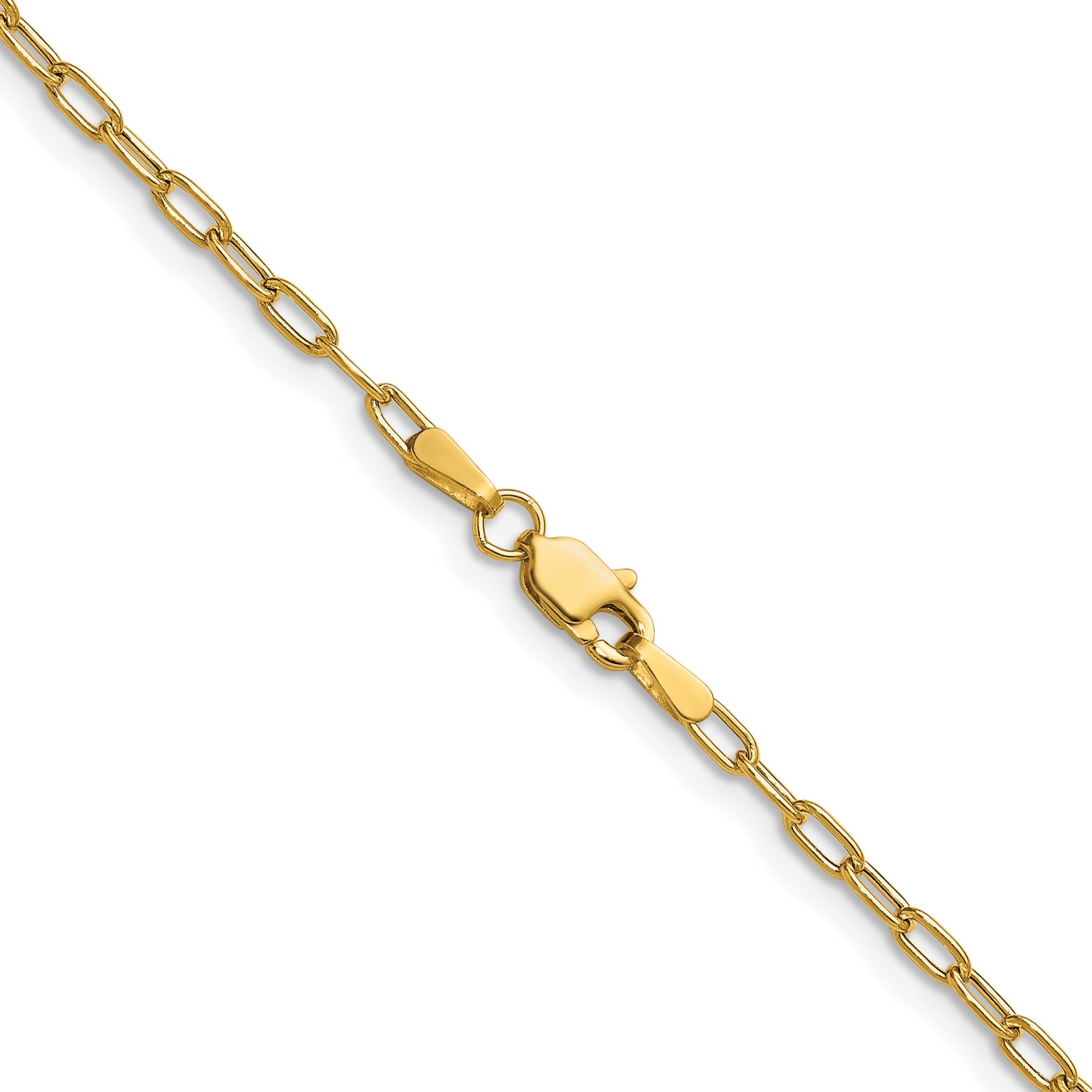 14k Yellow Gold 2.2mm Semi-Solid Beveled Paperclip Chain