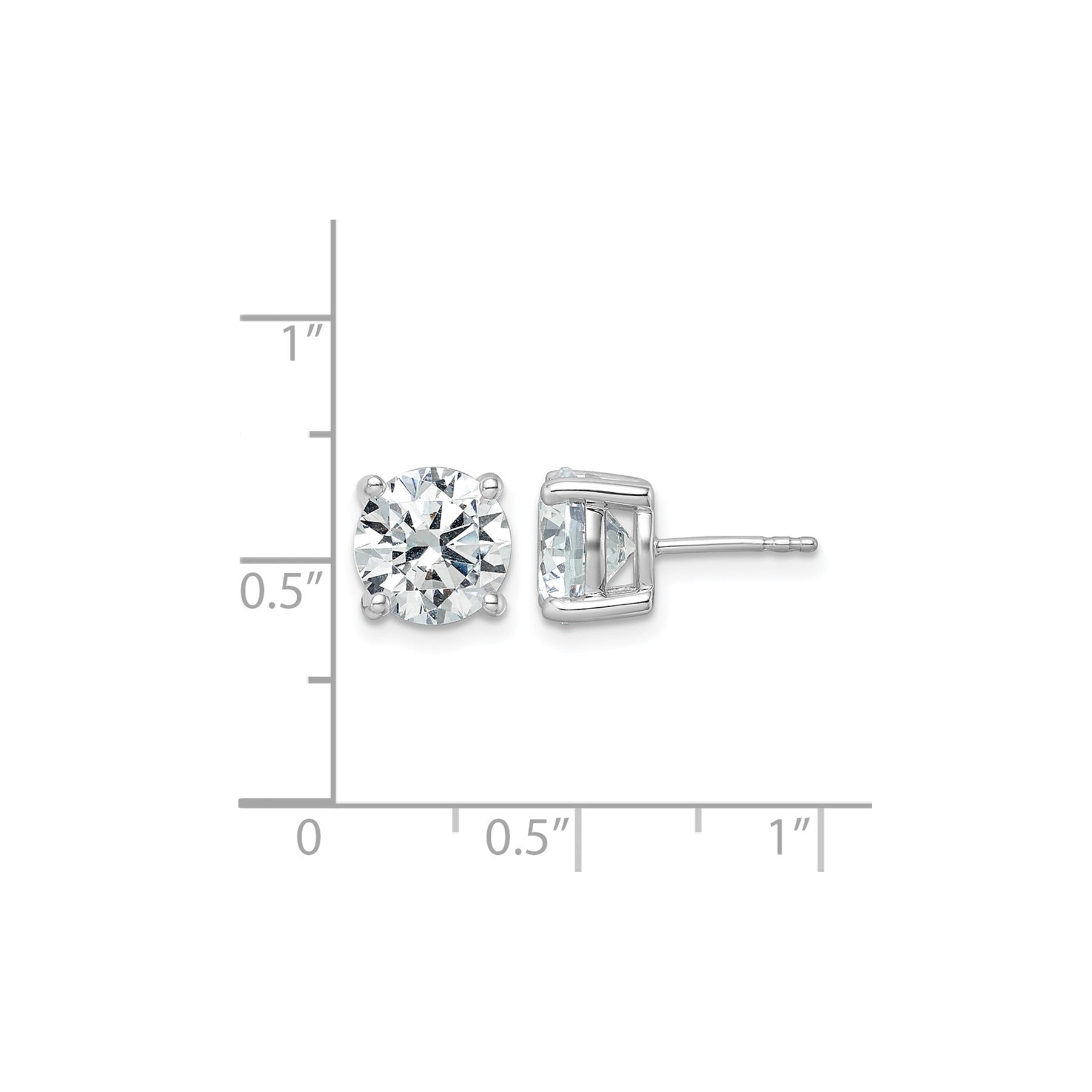 14K White Gold Round Shaped Lab Grown Diamond Stud Earrings Fine Diamond