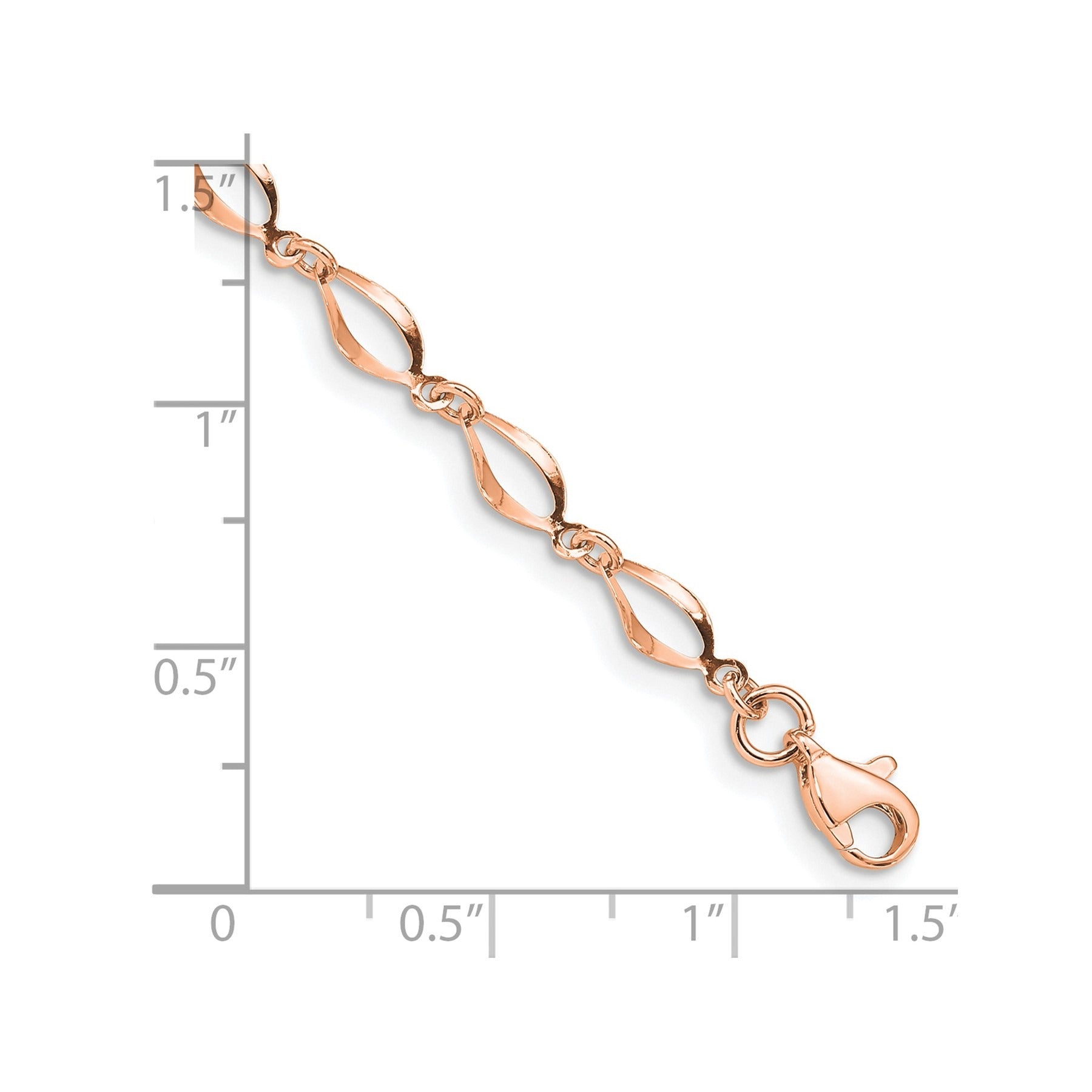 Twisted Infinity 14k Rose Gold Fancy Link Lobster Clasp Link Bracelet