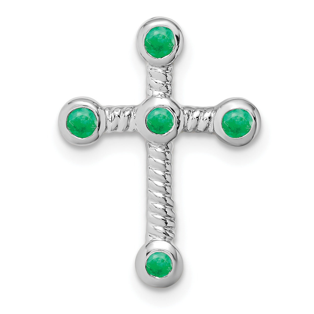Natural Green Emerald Cross Gold Pendant