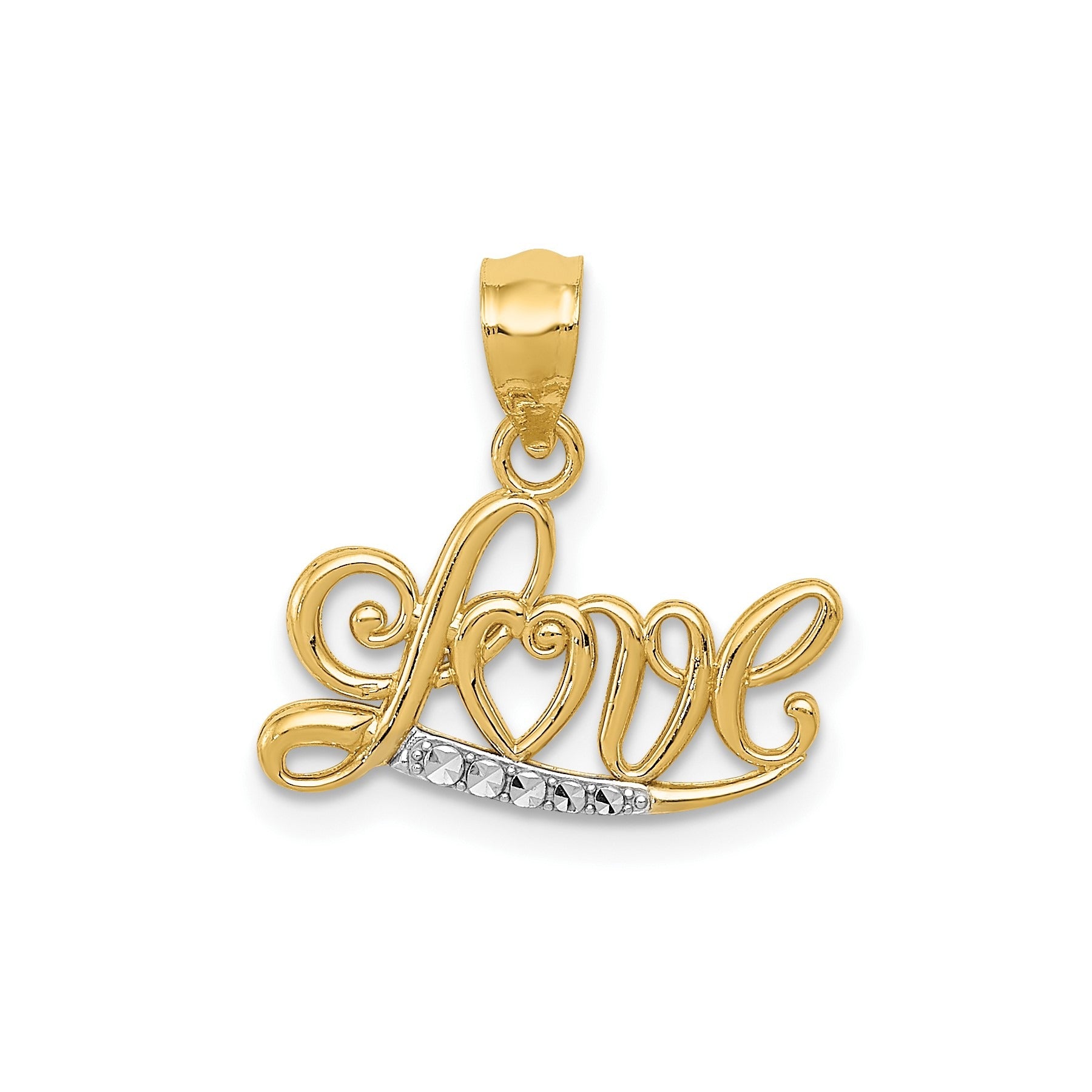 14k Gold LOVE Script Pendant