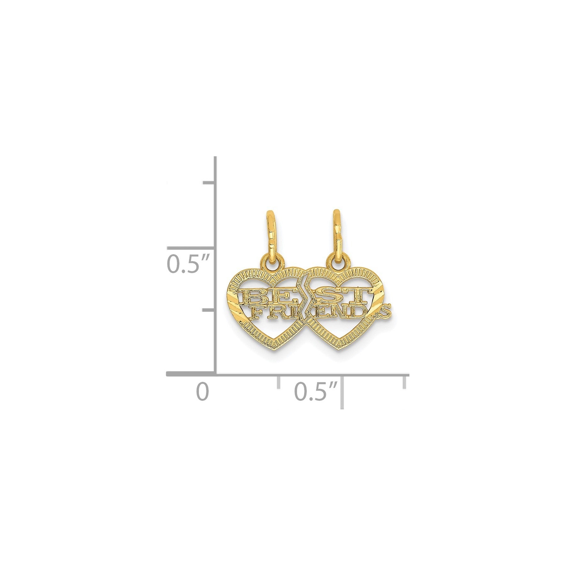 14k BEST FRIENDS Break Apart heart Pendant for 2 Fine Color Jewels