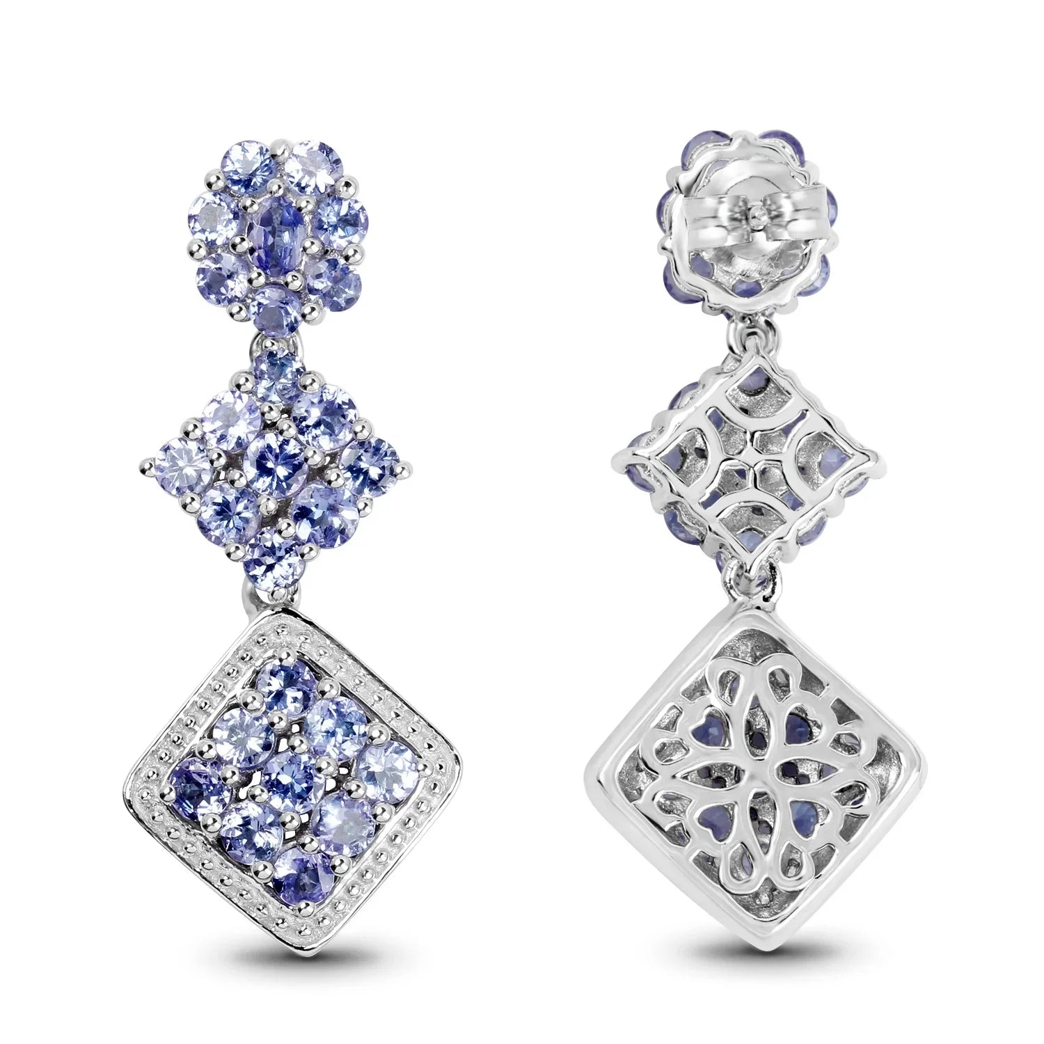 4.92 Carat Genuine Tanzanite Silver Earrings