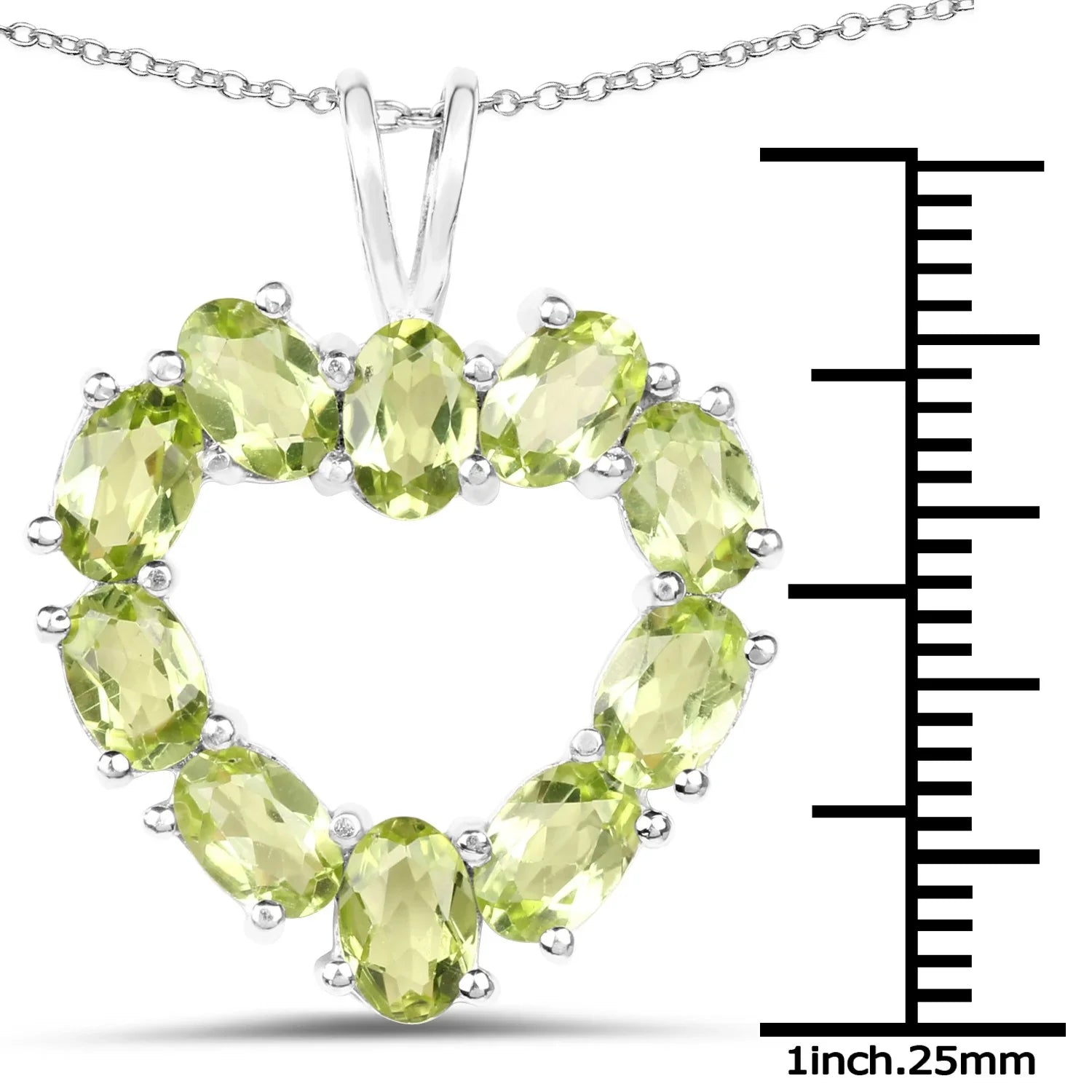 Genuine Peridot Heart Silver Pendant Necklace