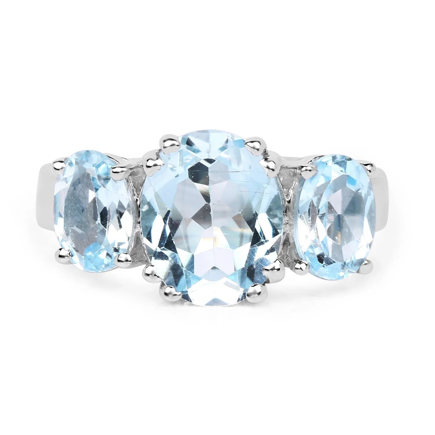 Genuine Oval Blue Topaz 925 Sterling Silver Ring