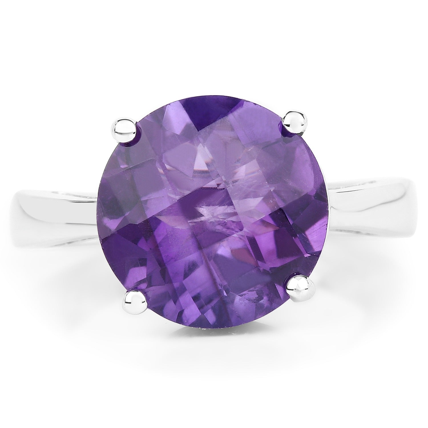 Natural Purple Amethyst 925 Sterling Silver Solitaire Ring