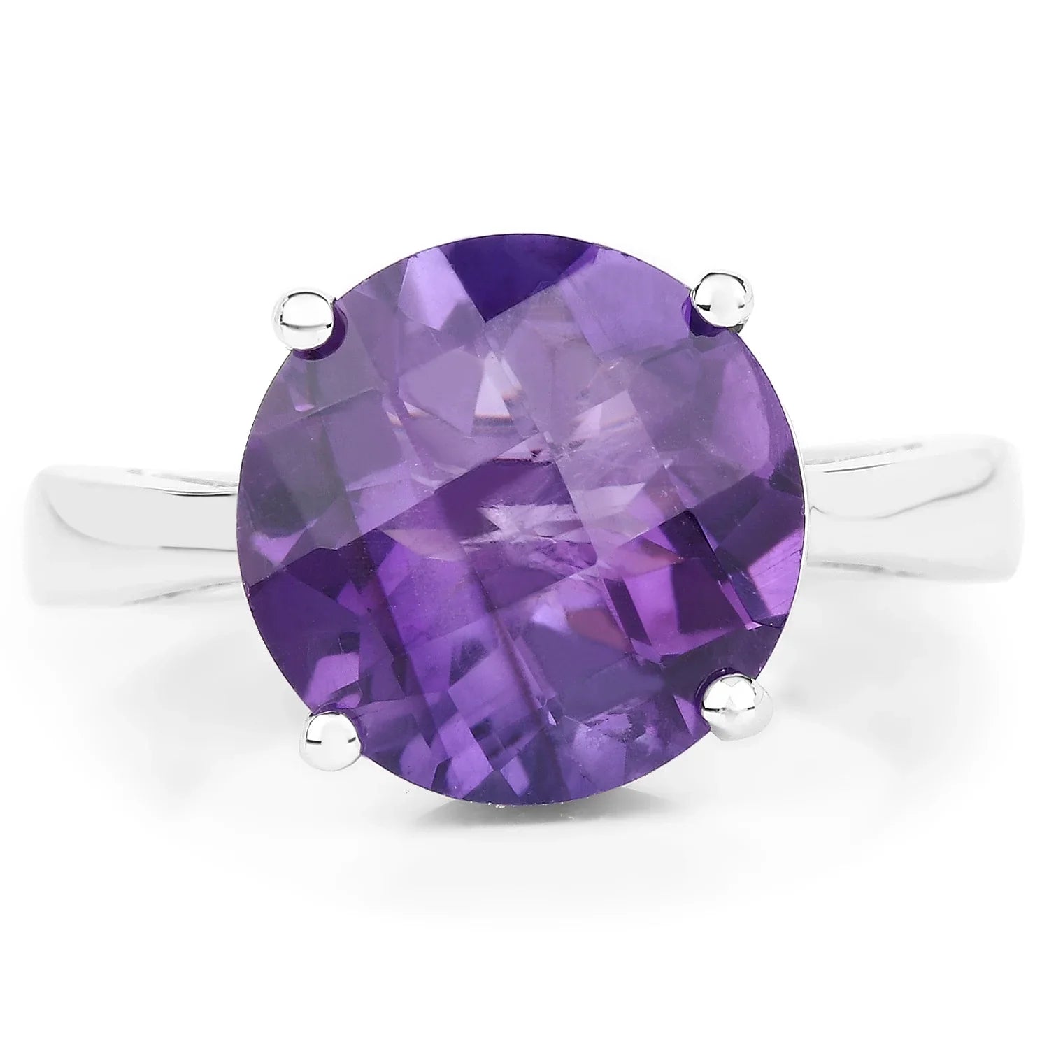 Natural Purple Amethyst 925 Sterling Silver Solitaire Ring