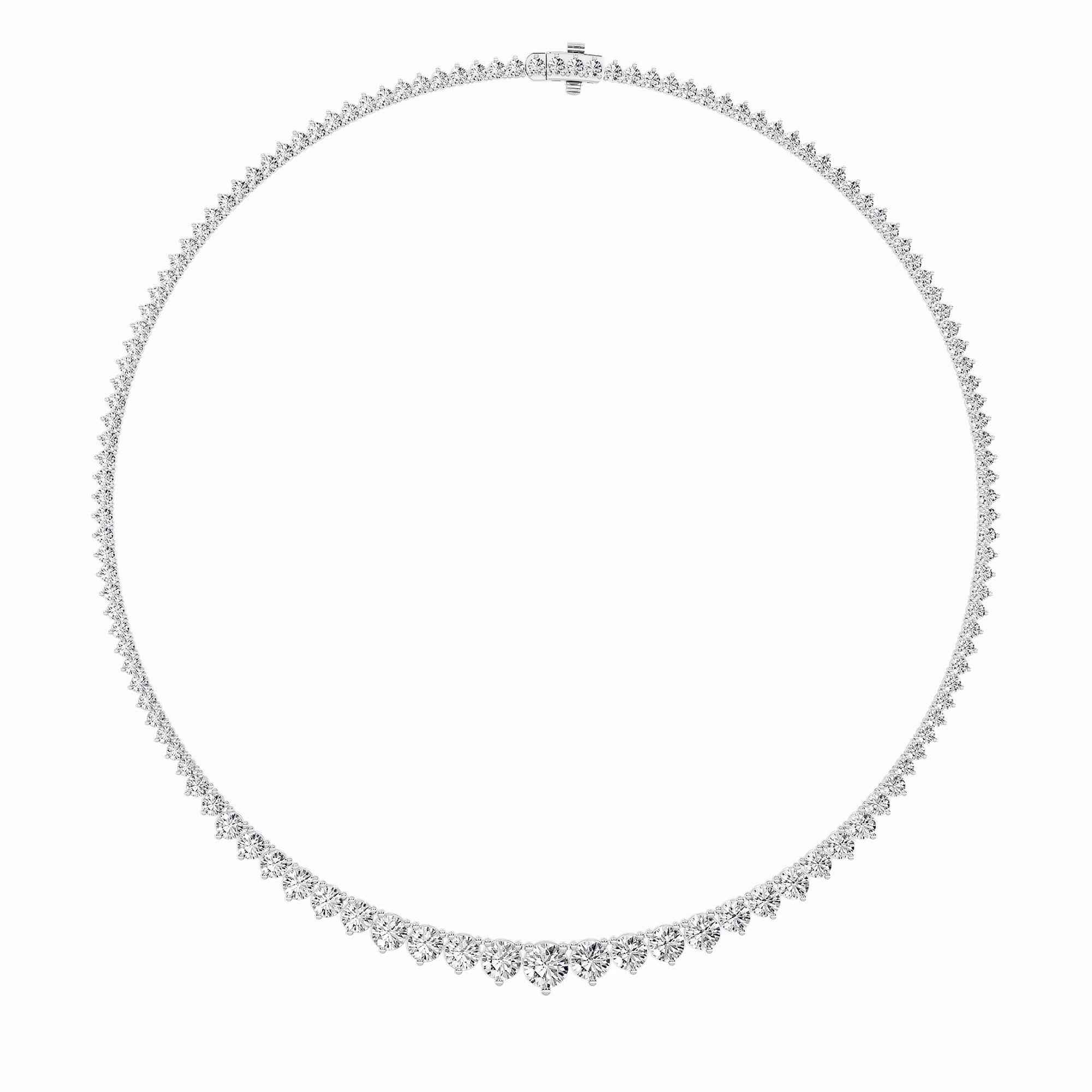 14K White Gold Lab Grown Diamond Graduated Riviera Necklace