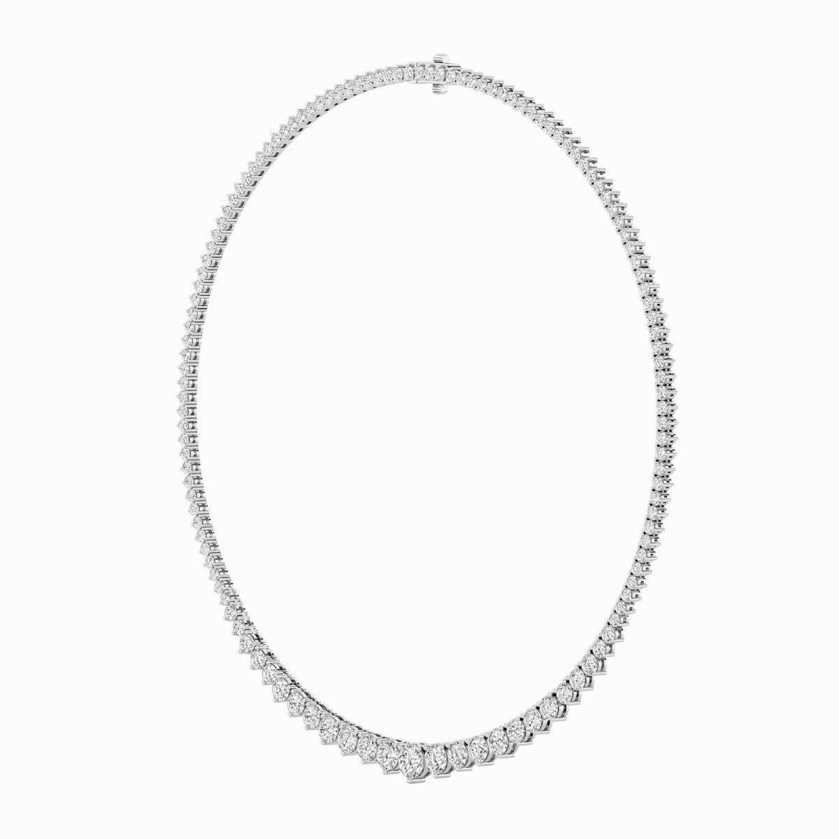 14K White Gold Lab Grown Diamond Graduated Riviera Necklace