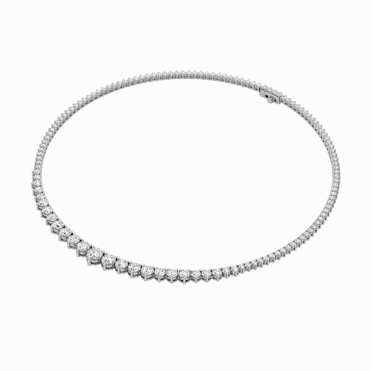 14K White Gold Lab Grown Diamond Graduated Riviera Necklace