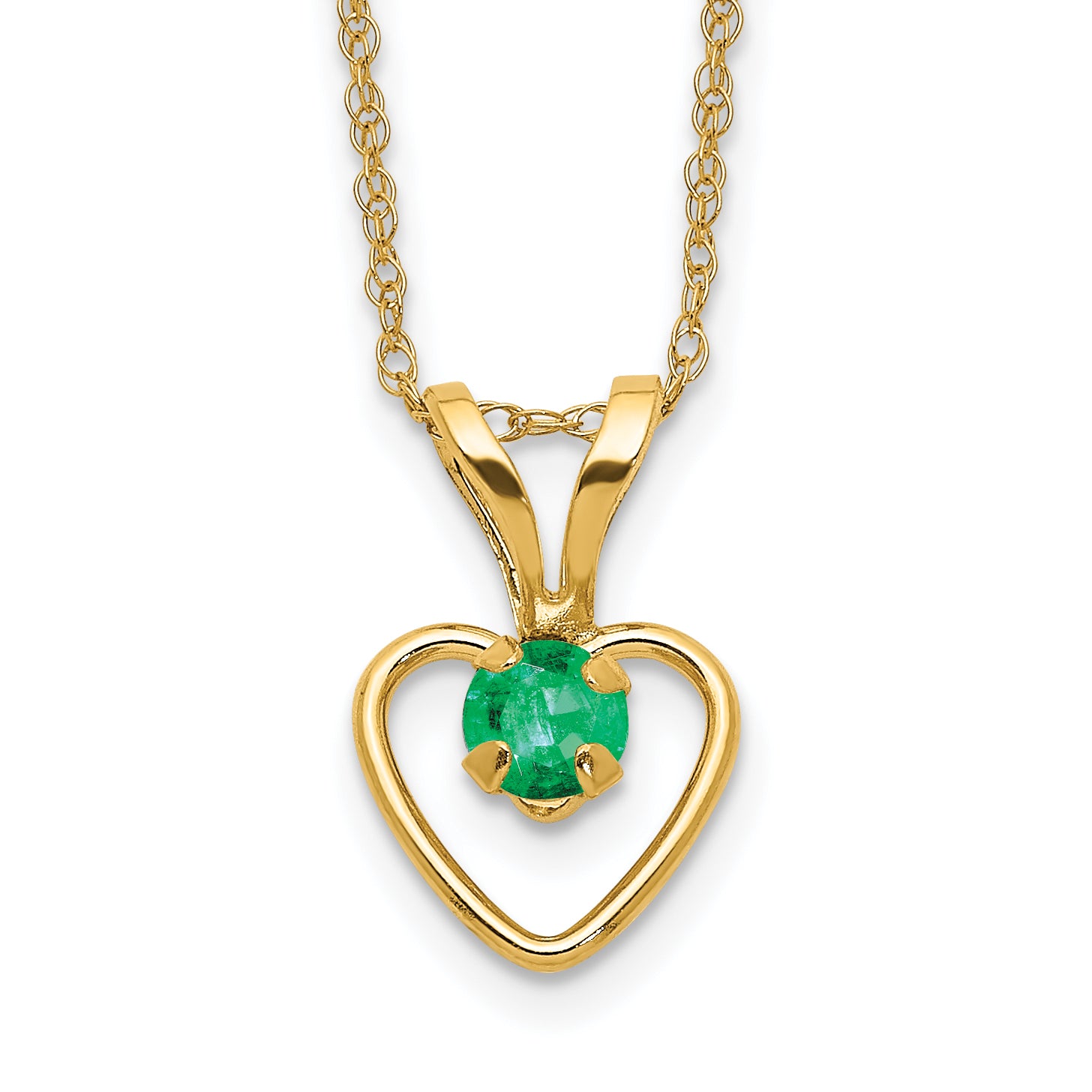 10k Yellow Gold Heart in Heart Birthstone Necklace