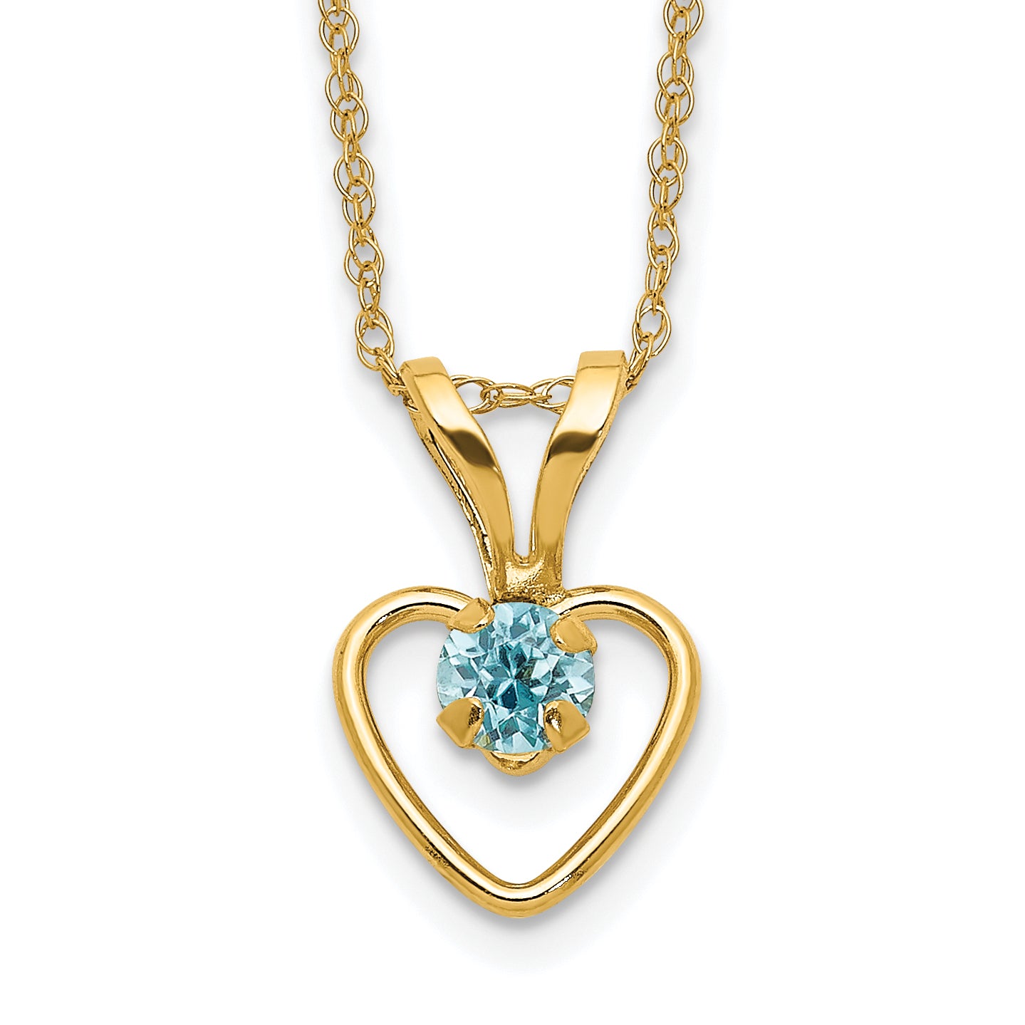 10k Yellow Gold Heart in Heart Birthstone Necklace