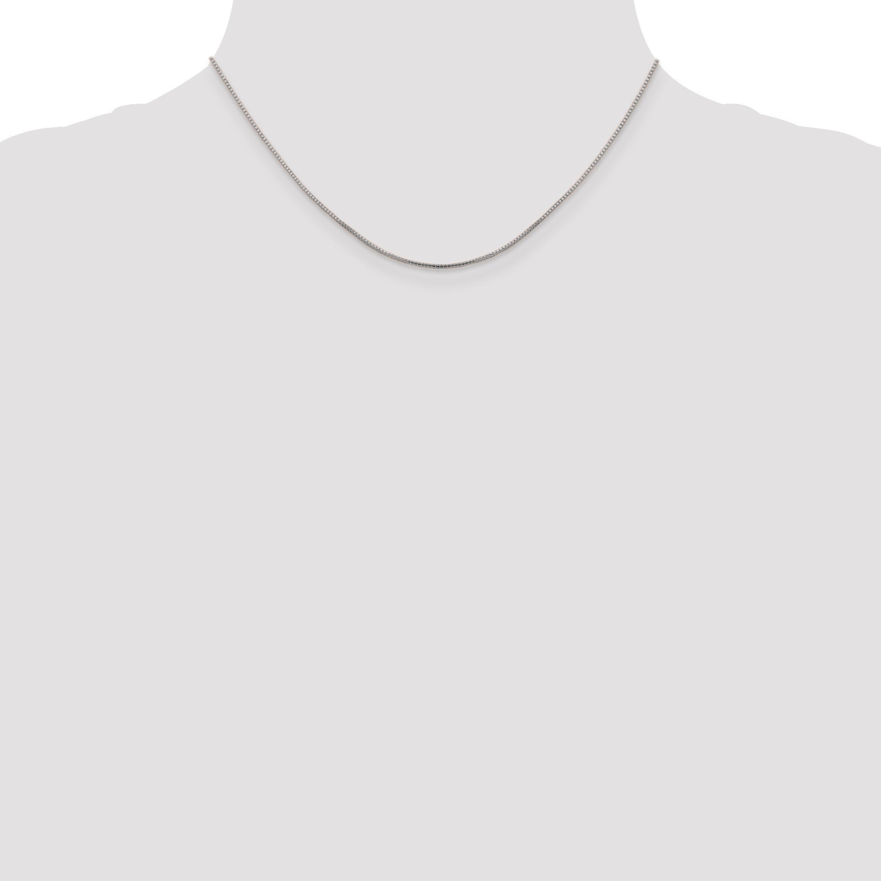1 mm Octagonal 14K White Gold Box Chain 16 inch