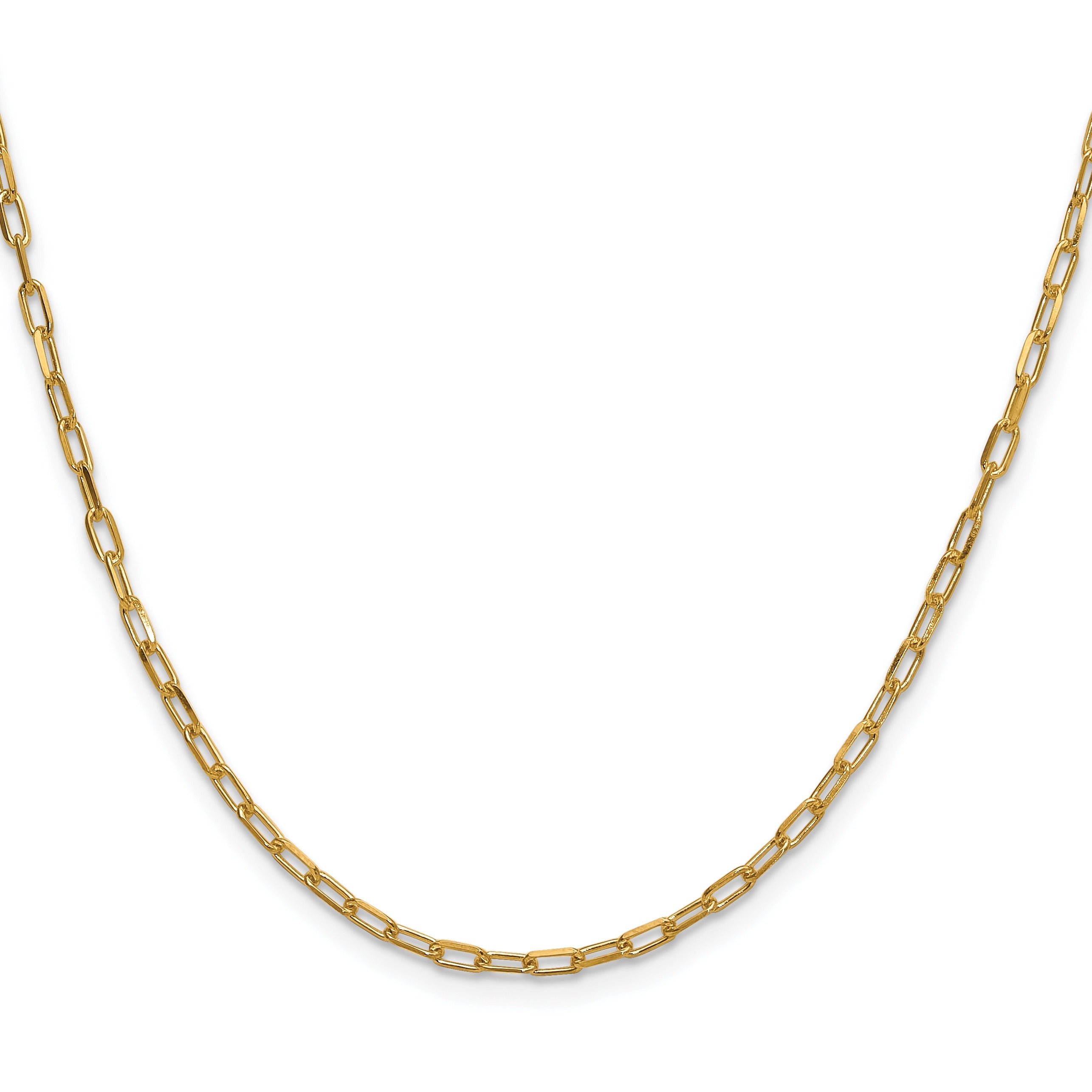 2.2mm Solid Beveled Diamond Cut Paperclip Chain 14k Yellow Gold