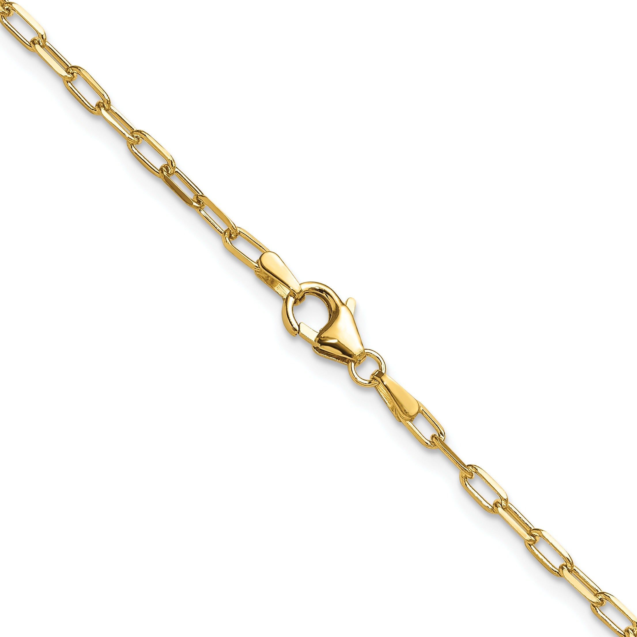 2.2mm Solid Beveled Diamond Cut Paperclip Chain 14k Yellow Gold