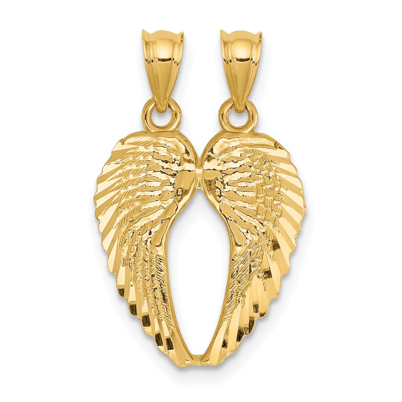 14k Gold Two-Piece Break-Apart Wings Pendant