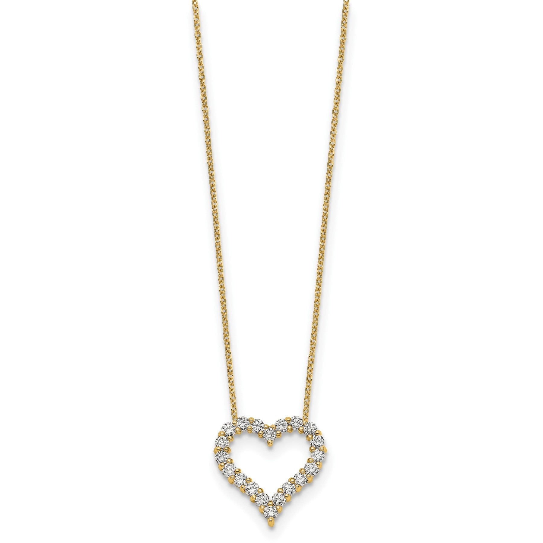 Lab Grown Diamond Open Heart Necklace Gold 1ctw Fine Color Jewels