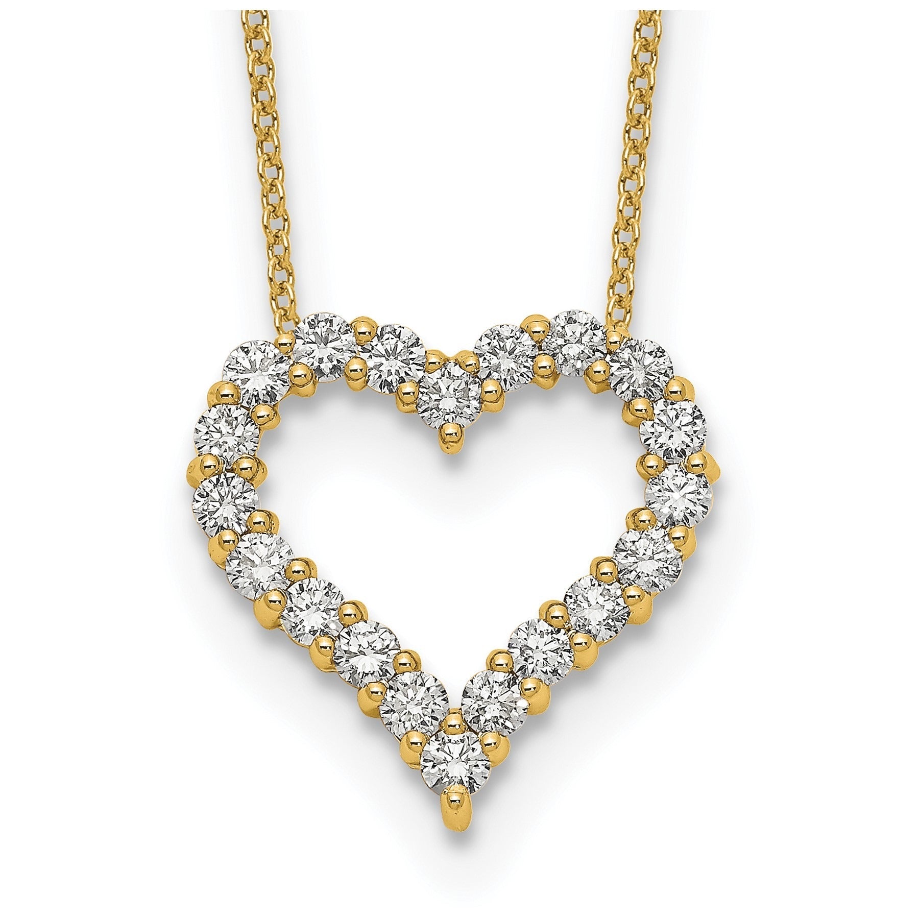 Lab Grown Diamond Open Heart Necklace Gold 1ctw Fine Color Jewels