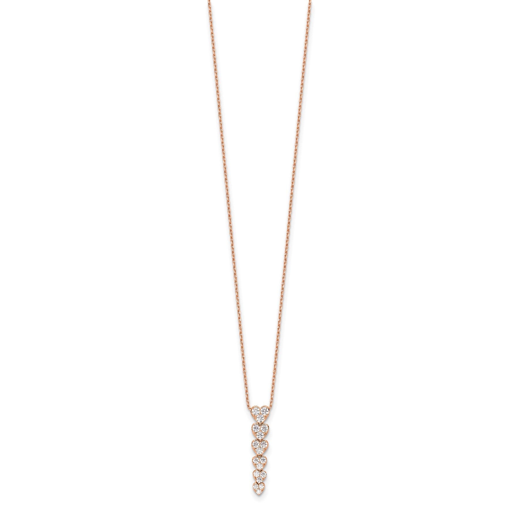 Lab Grown Diamond Hearts Drop Necklace 14K Gold
