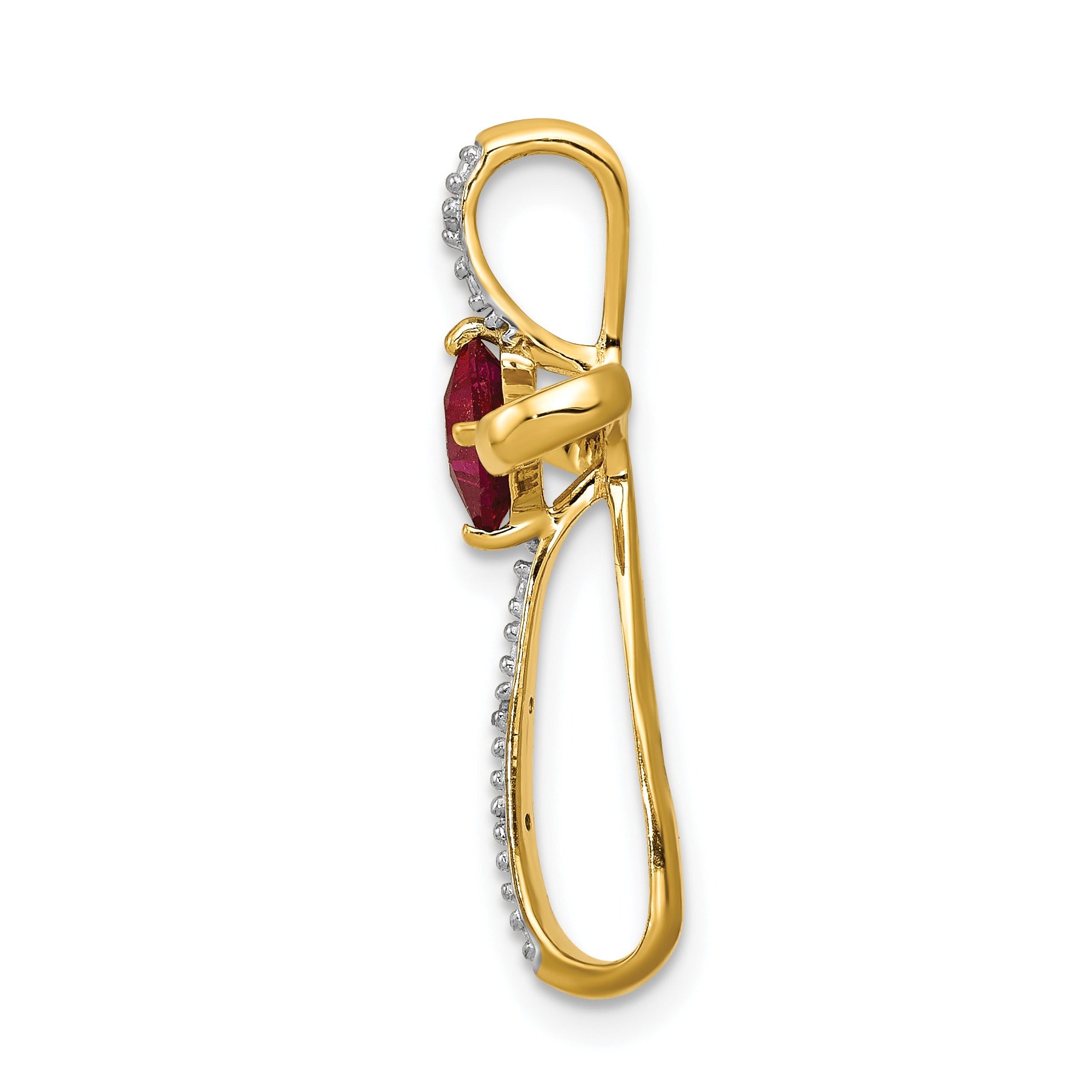 Lab Created Ruby and Diamond Cross Pendant Gold