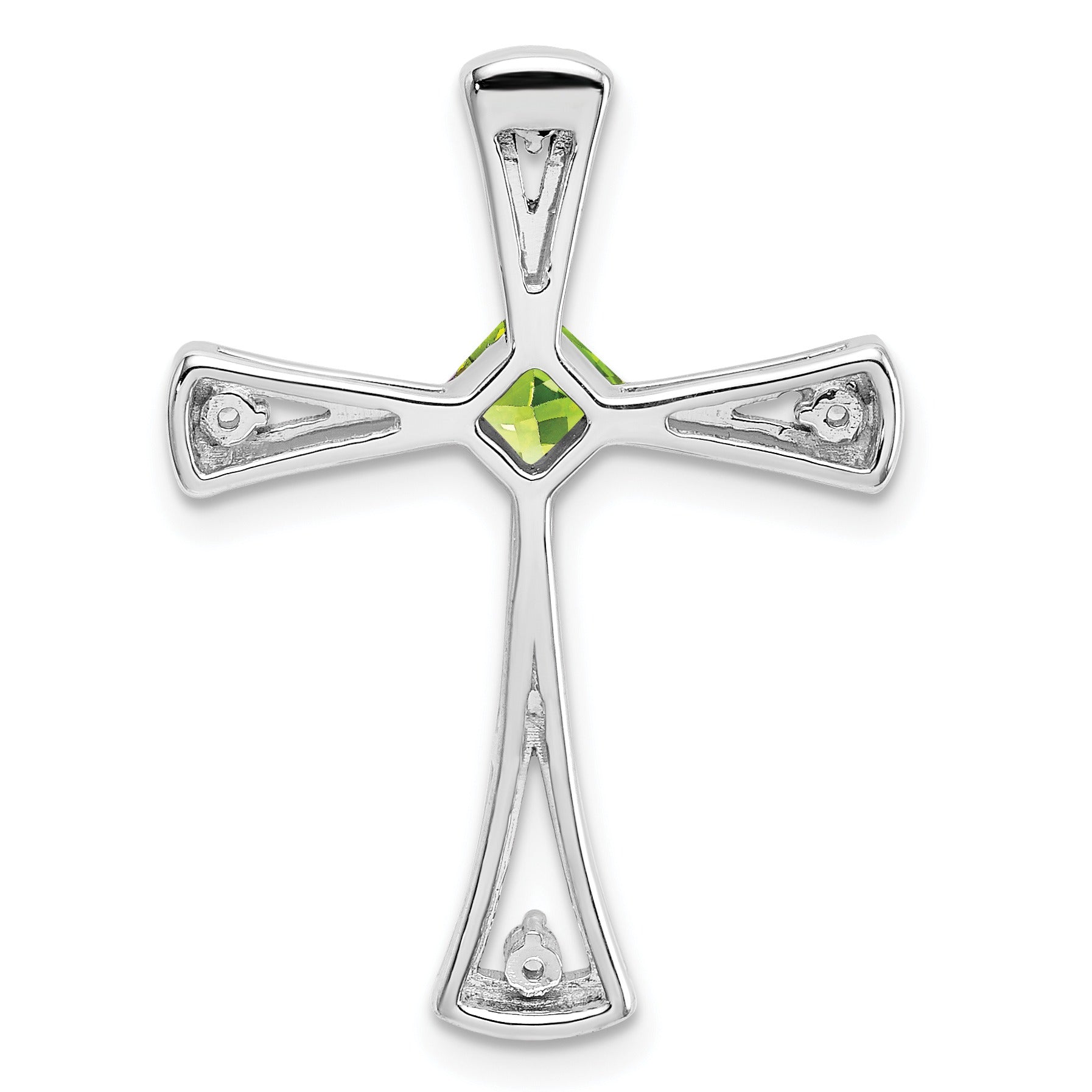 Natural Peridot and Diamond Cross Chain Slide Pendant