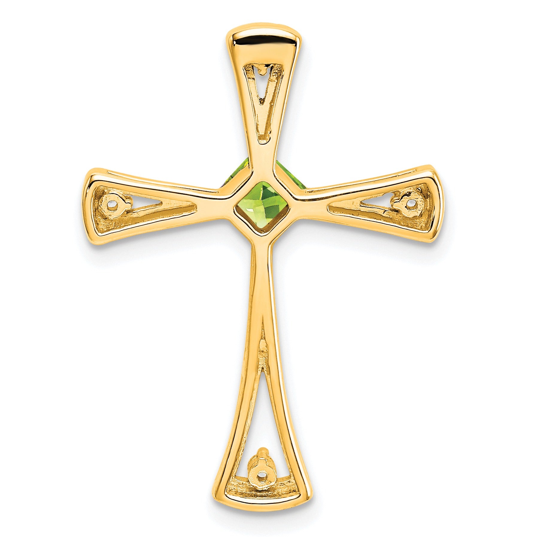 Natural Peridot and Diamond Cross Chain Slide Pendant