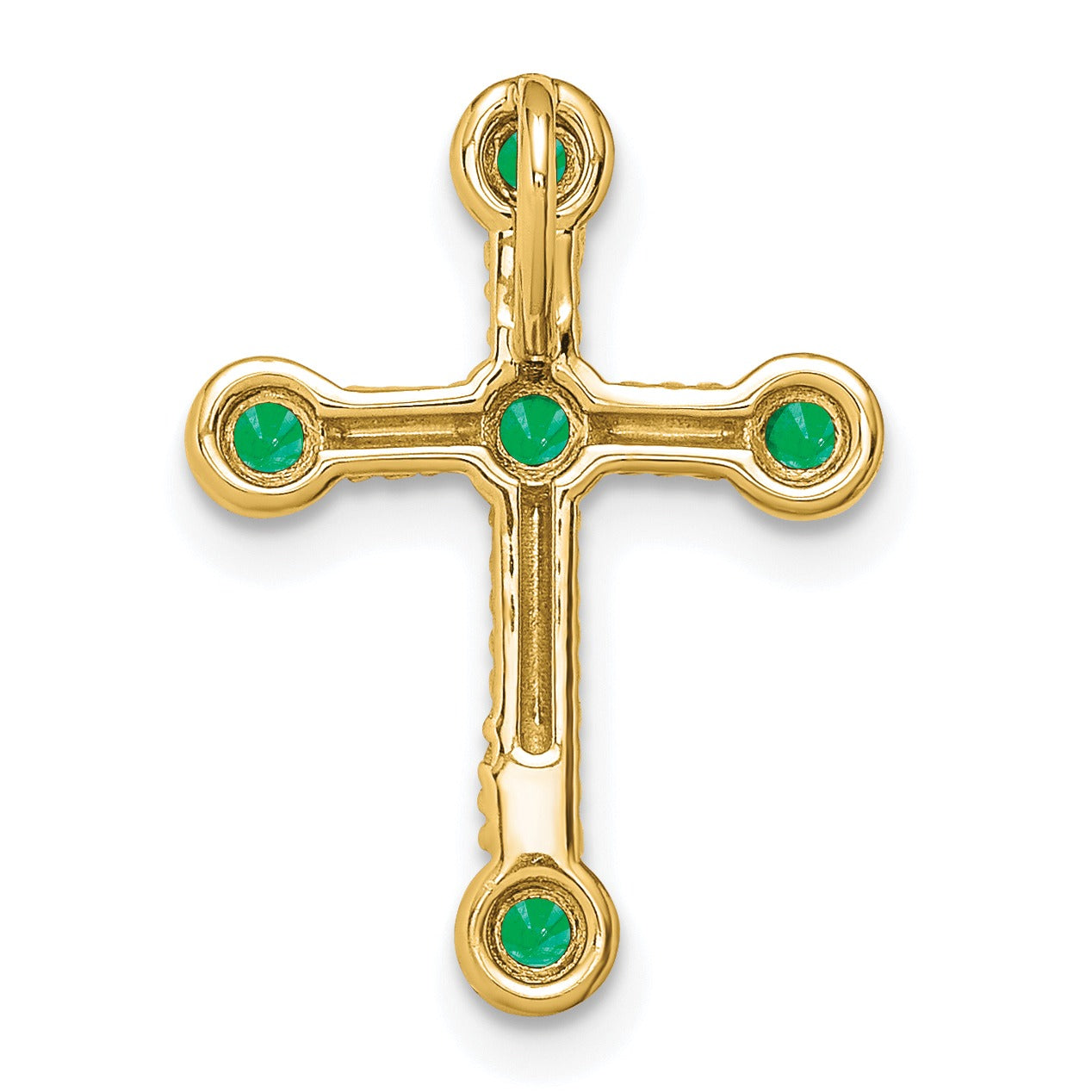 Natural Green Emerald Cross Gold Pendant