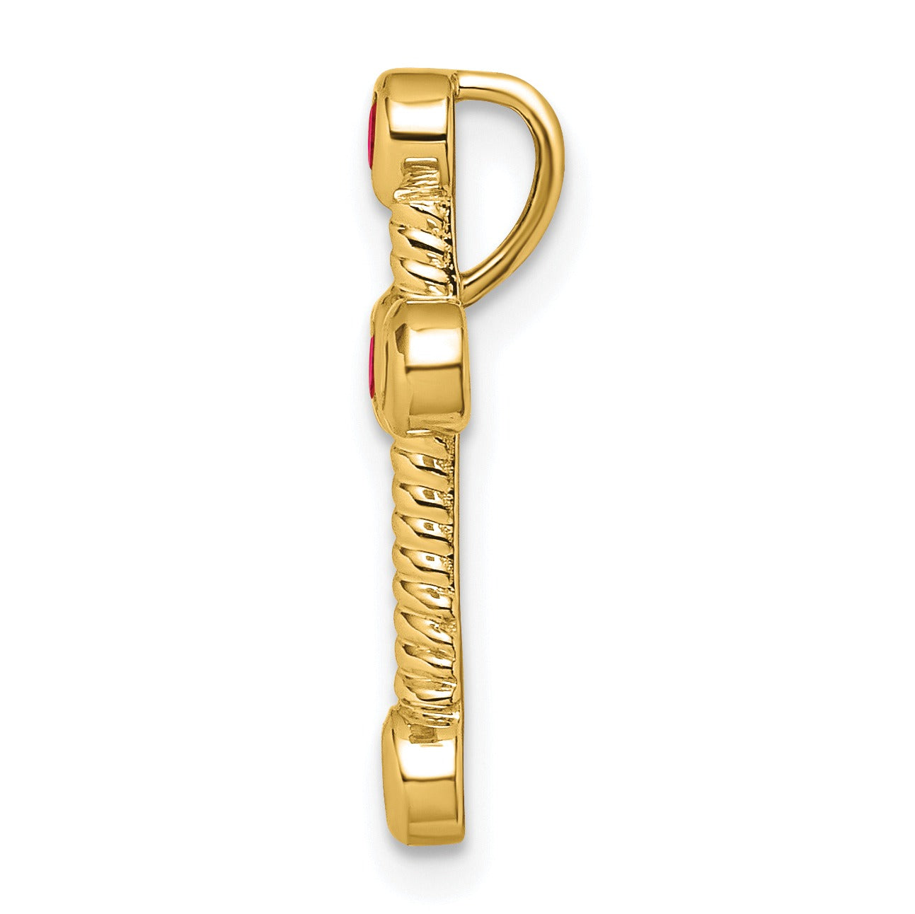 Natural Red Ruby Cross Gold Pendant