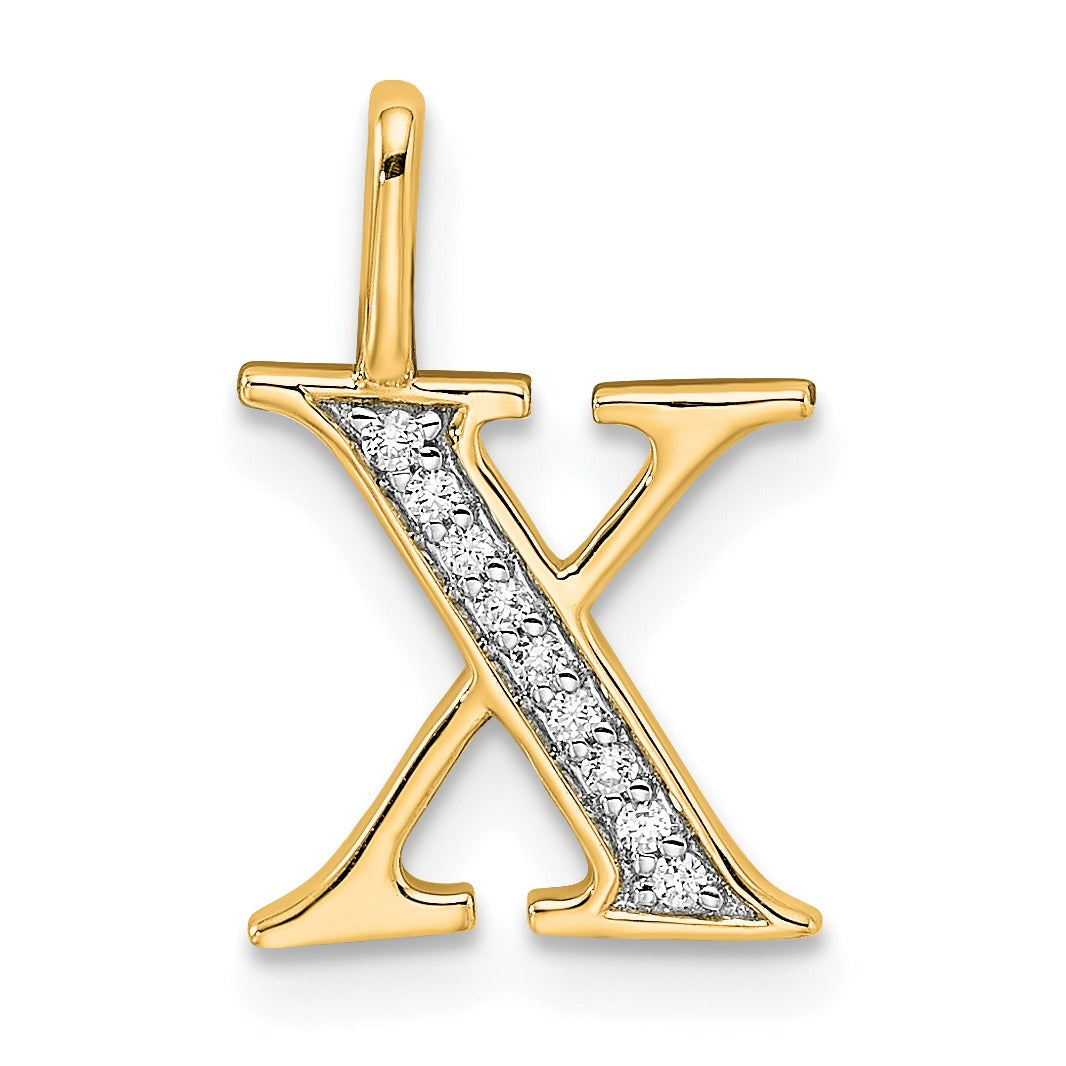 Natural Diamond Initial Letter 14k Gold Pendant Fine Color Jewels