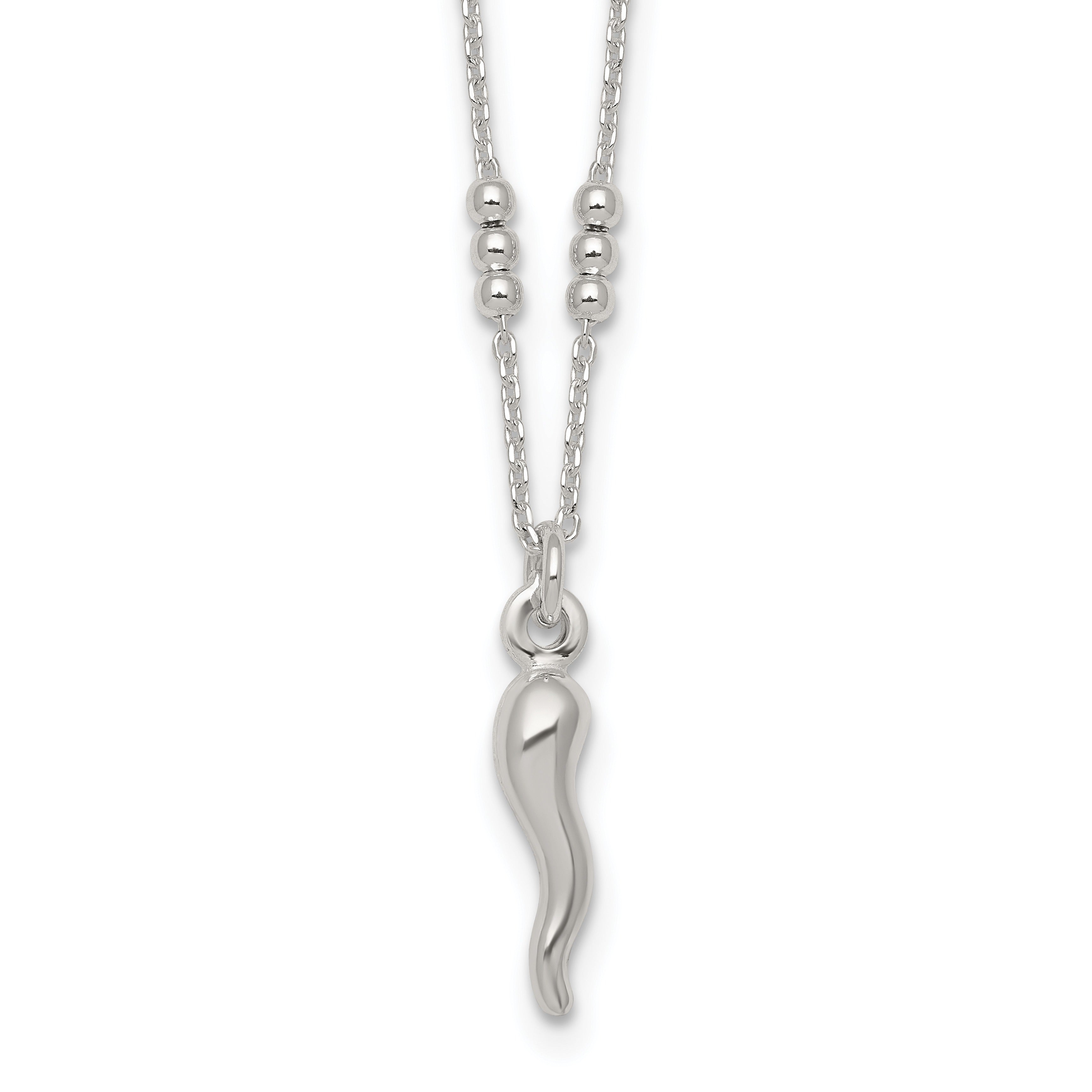 Silver Italian Horn 18 Inch Necklace