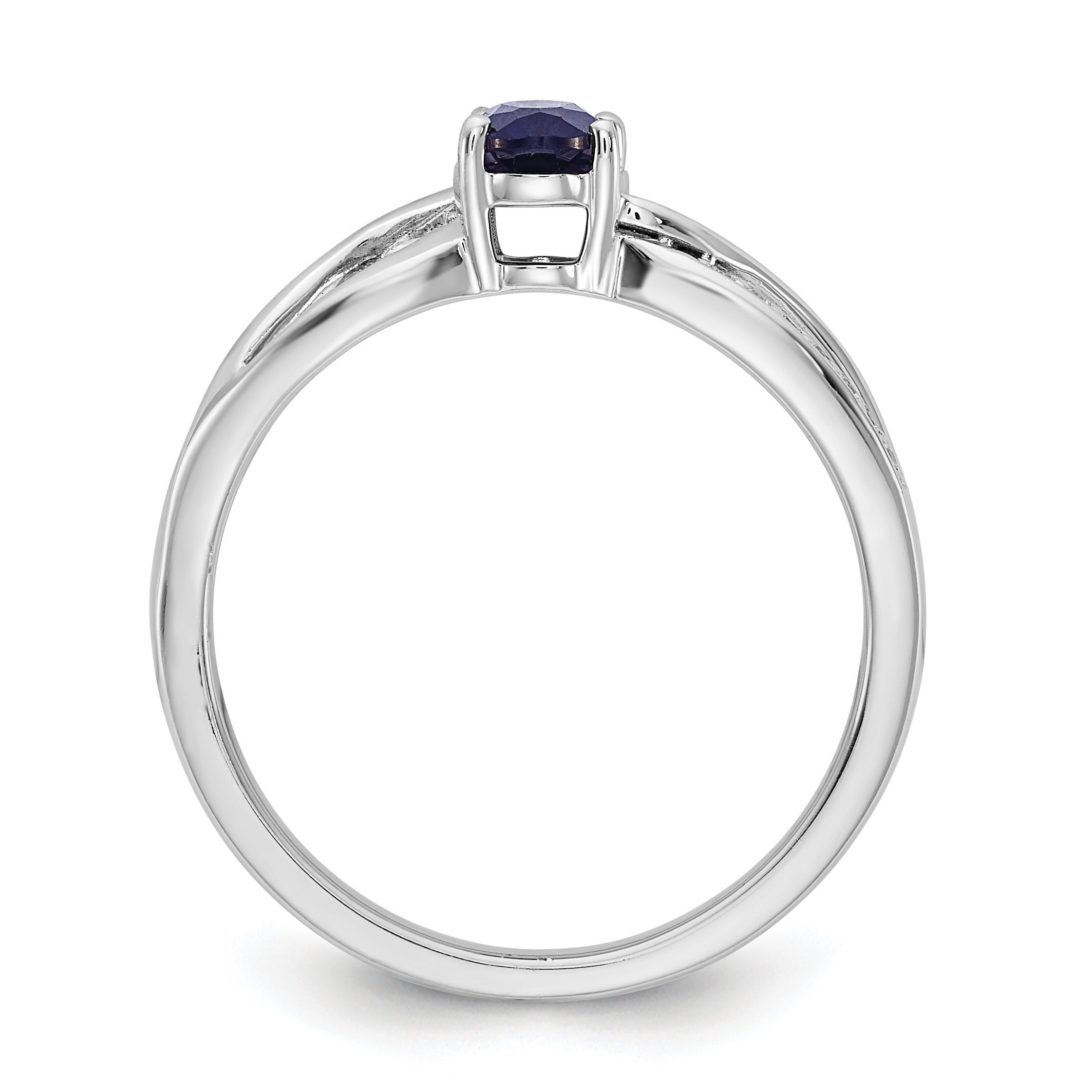 1 Ct Oval Blue Sapphire & Diamond Prong 14K White Gold Solitaire Bypass Ring