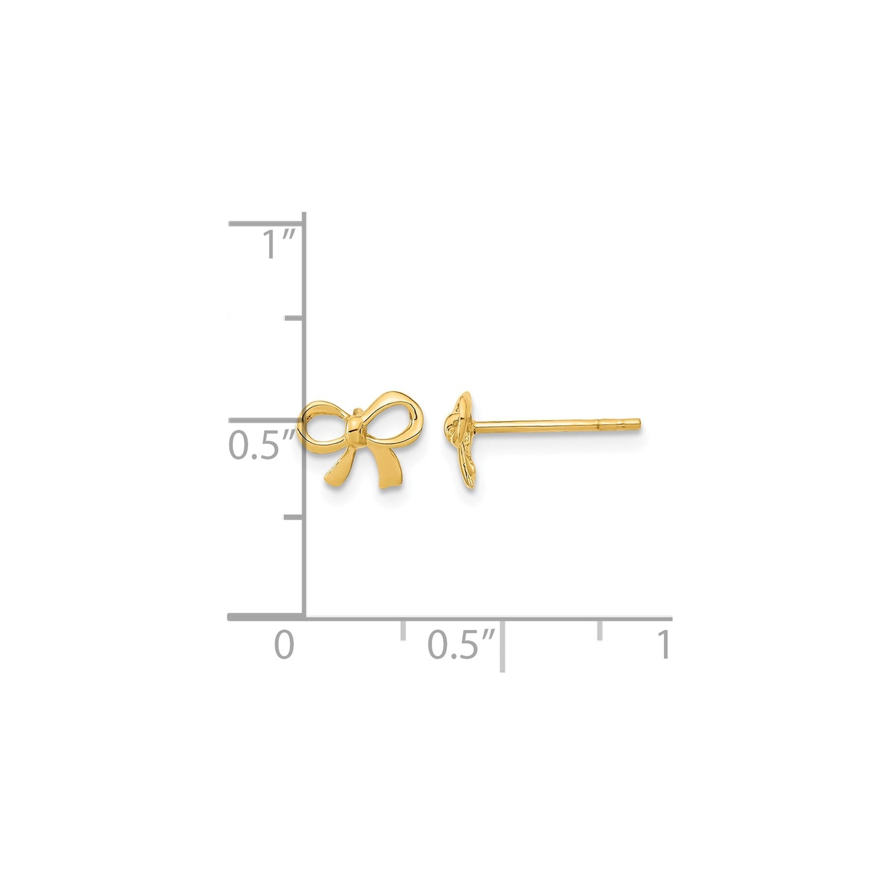 14K Yellow Gold Polished Bow Post Button Earrings