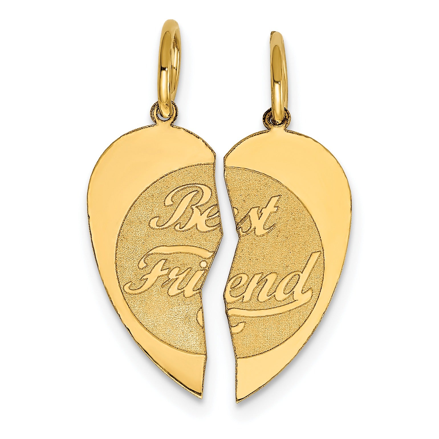 2-piece 14K Gold BEST FRIEND Charm Heart Pendant