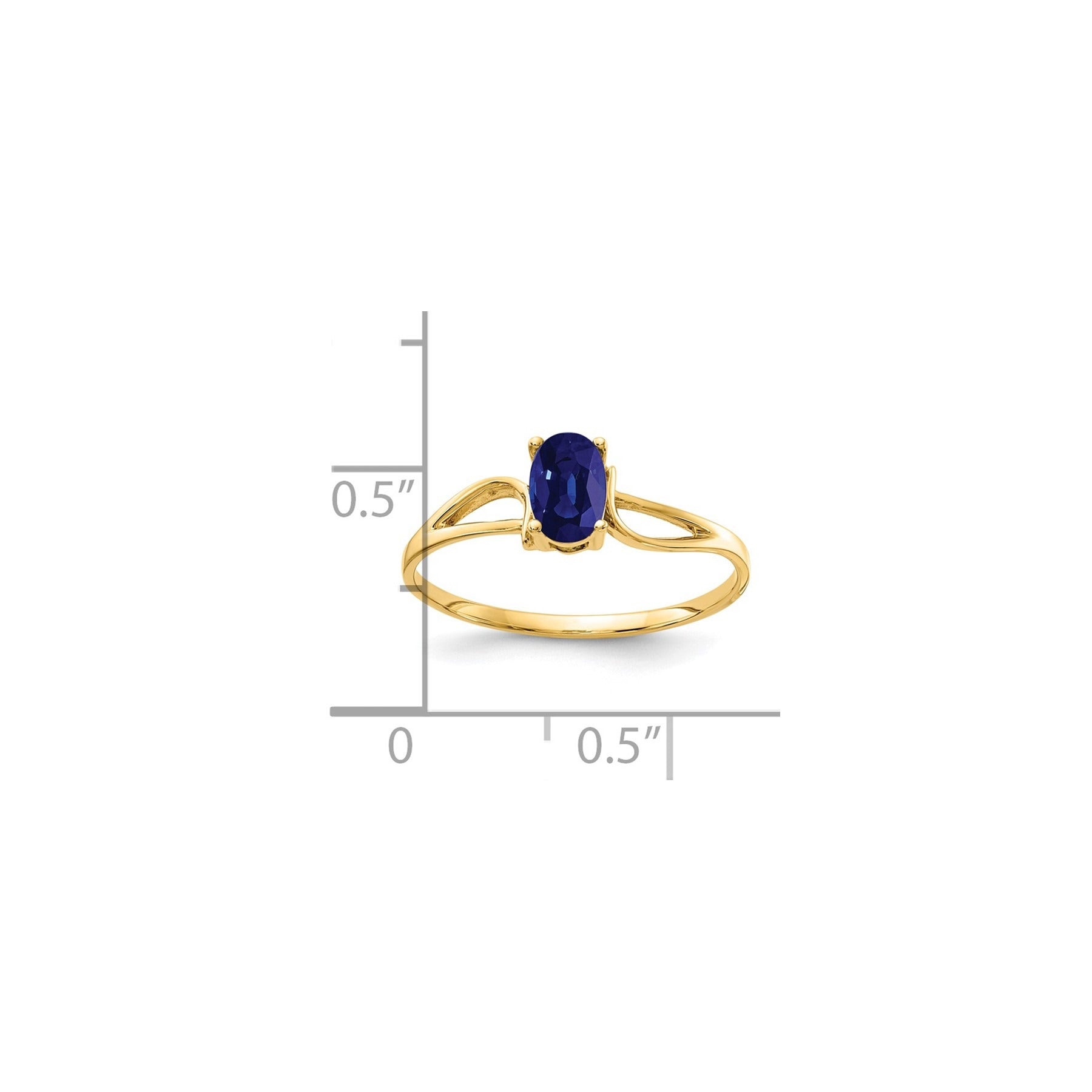 Oval Blue Sapphire Prong 14K Yellow Gold Split Shank Solitaire Ring