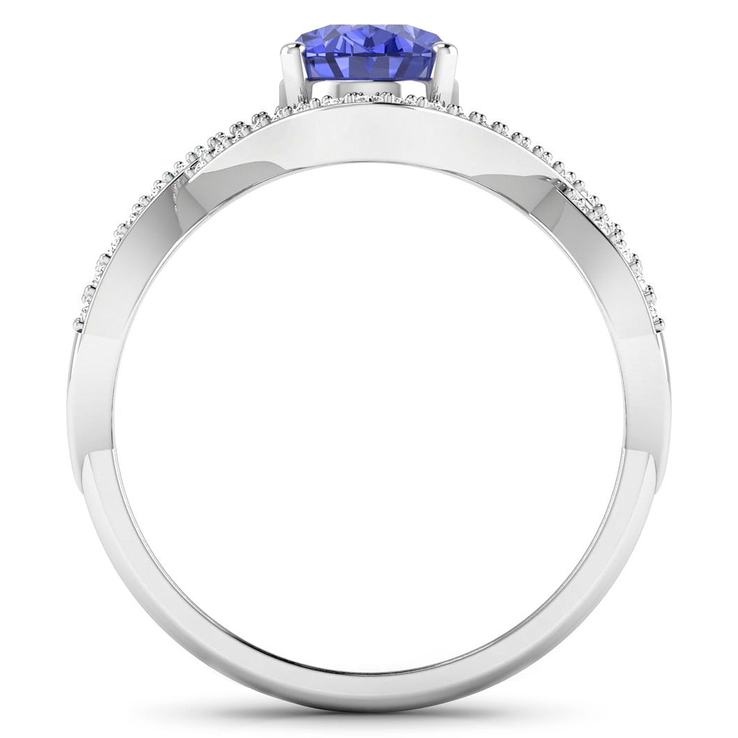 Natural Tanzanite Diamond Crossover Ring 14K Gold