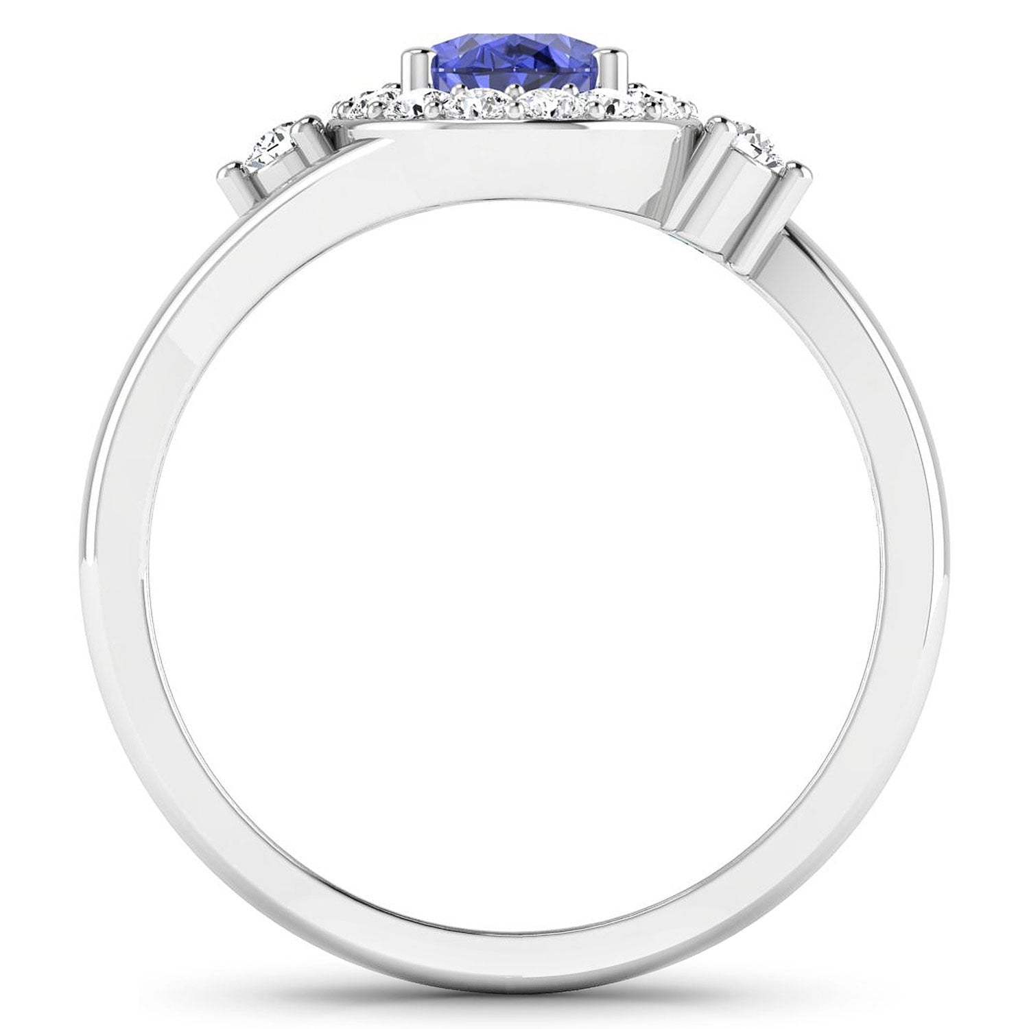 Natural Tanzanite Diamond Oval Halo Ring 14K Gold