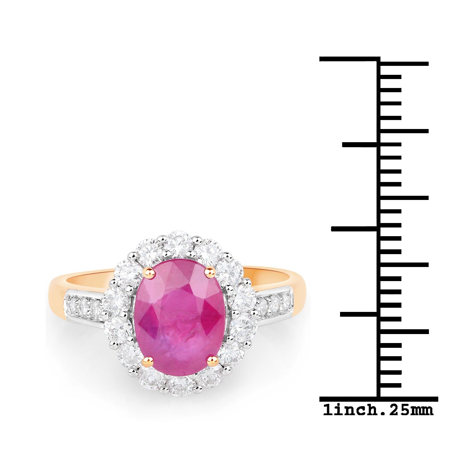 2.84 Ct Genuine Burma Ruby and Diamond 18K Yellow Gold Halo Engagement Ring