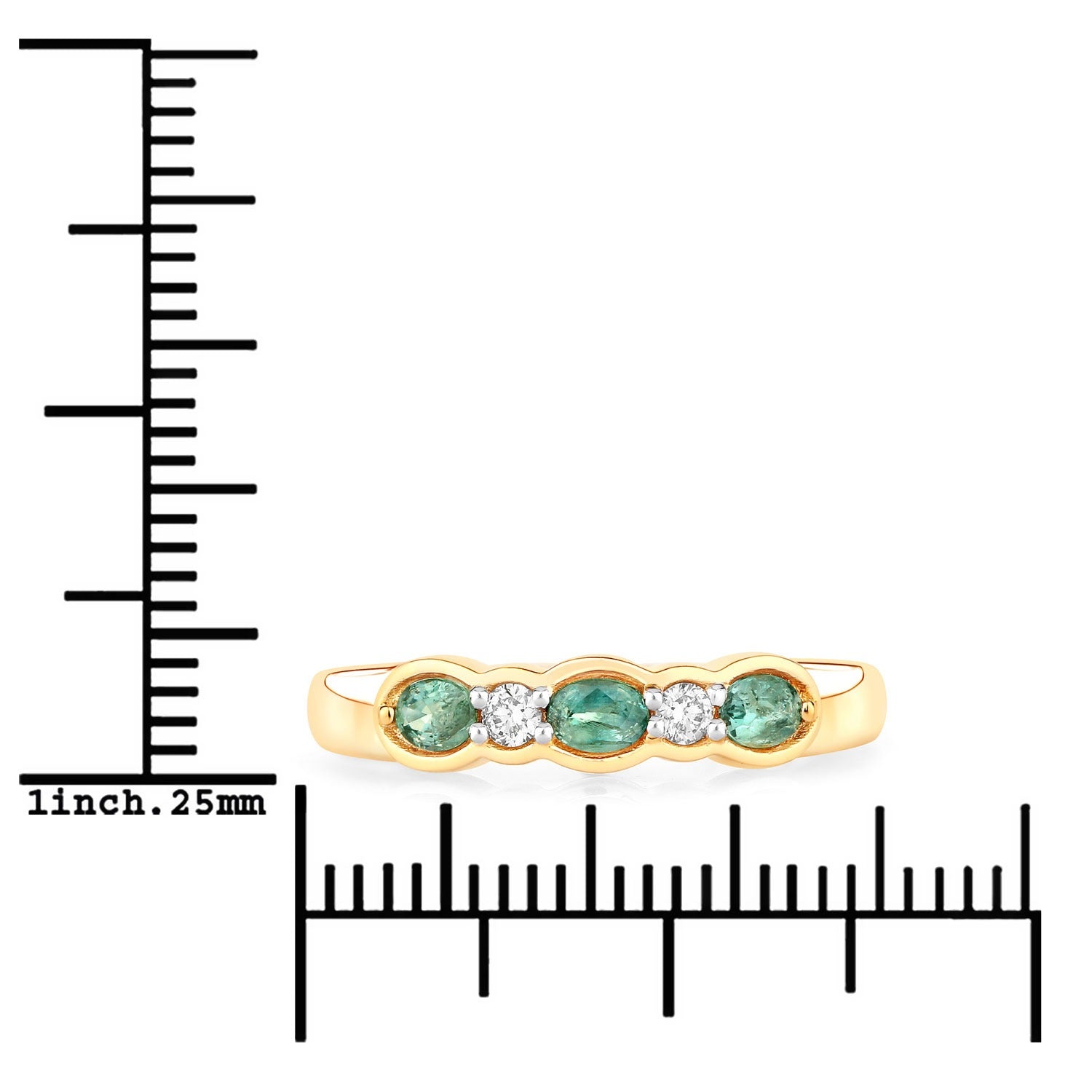 0.45 Ct Genuine Alexandrite and Diamond 18K Yellow Gold Five Stone Ring